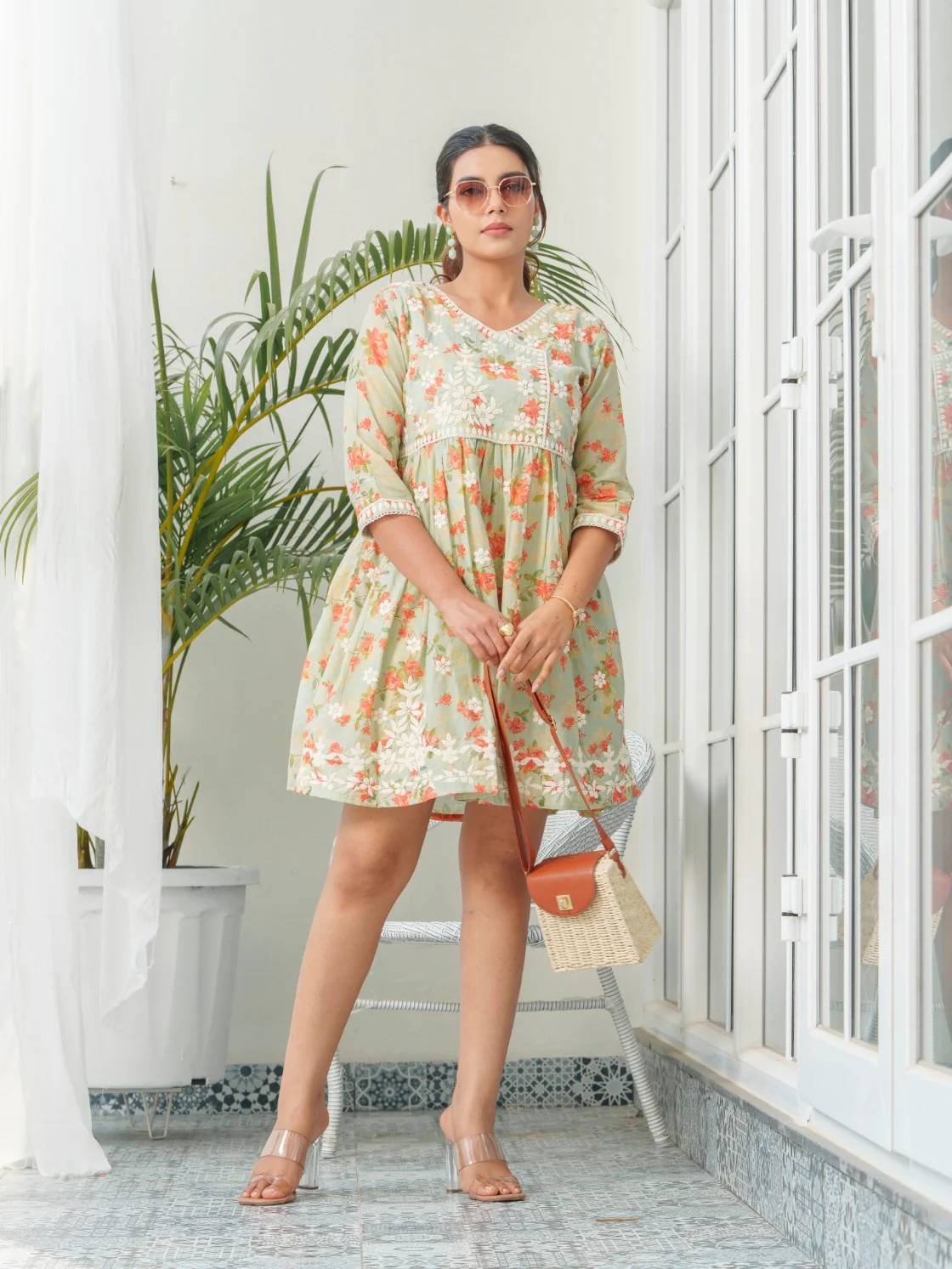 Viha Floral Embroidered Cotton Dress - Image 10