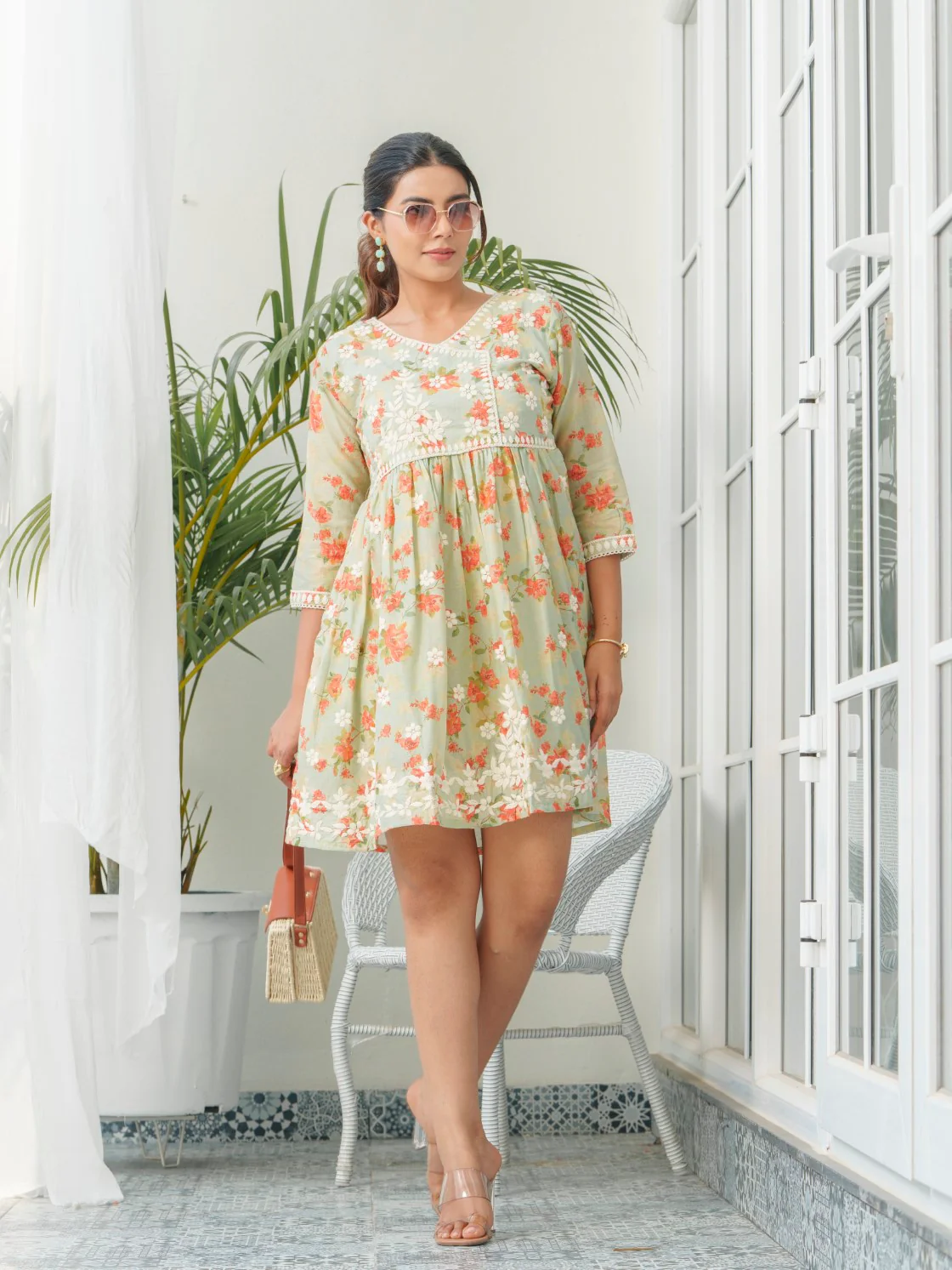 Viha Floral Embroidered Cotton Dress - Image 11