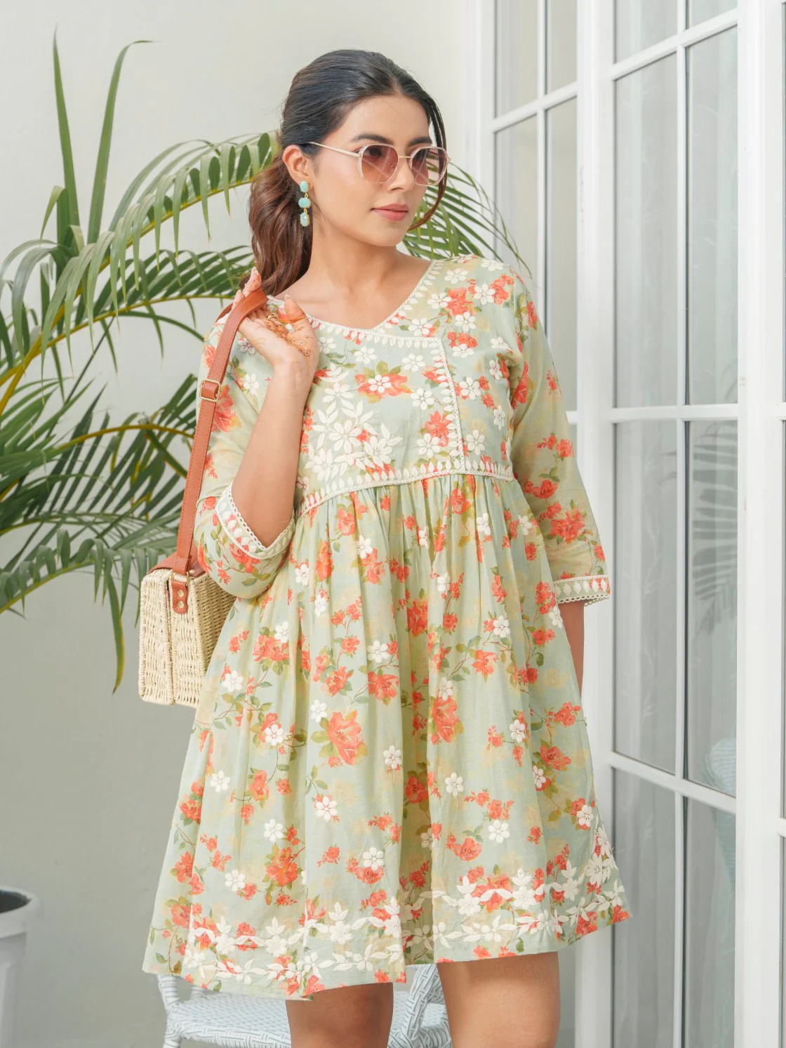 Viha Floral Embroidered Cotton Dress - Image 12