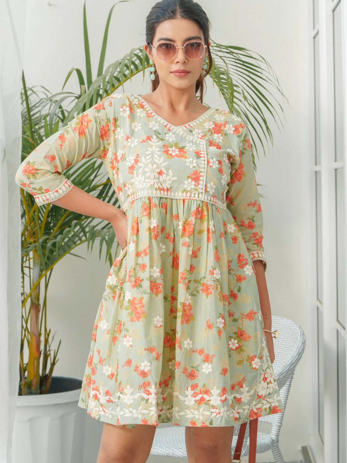 Viha Floral Embroidered Cotton Dress - Image 13