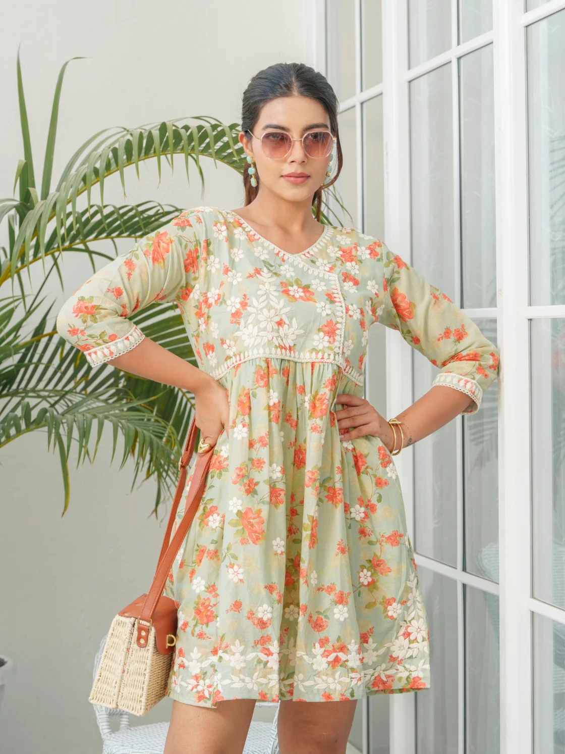 Viha Floral Embroidered Cotton Dress - Image 2