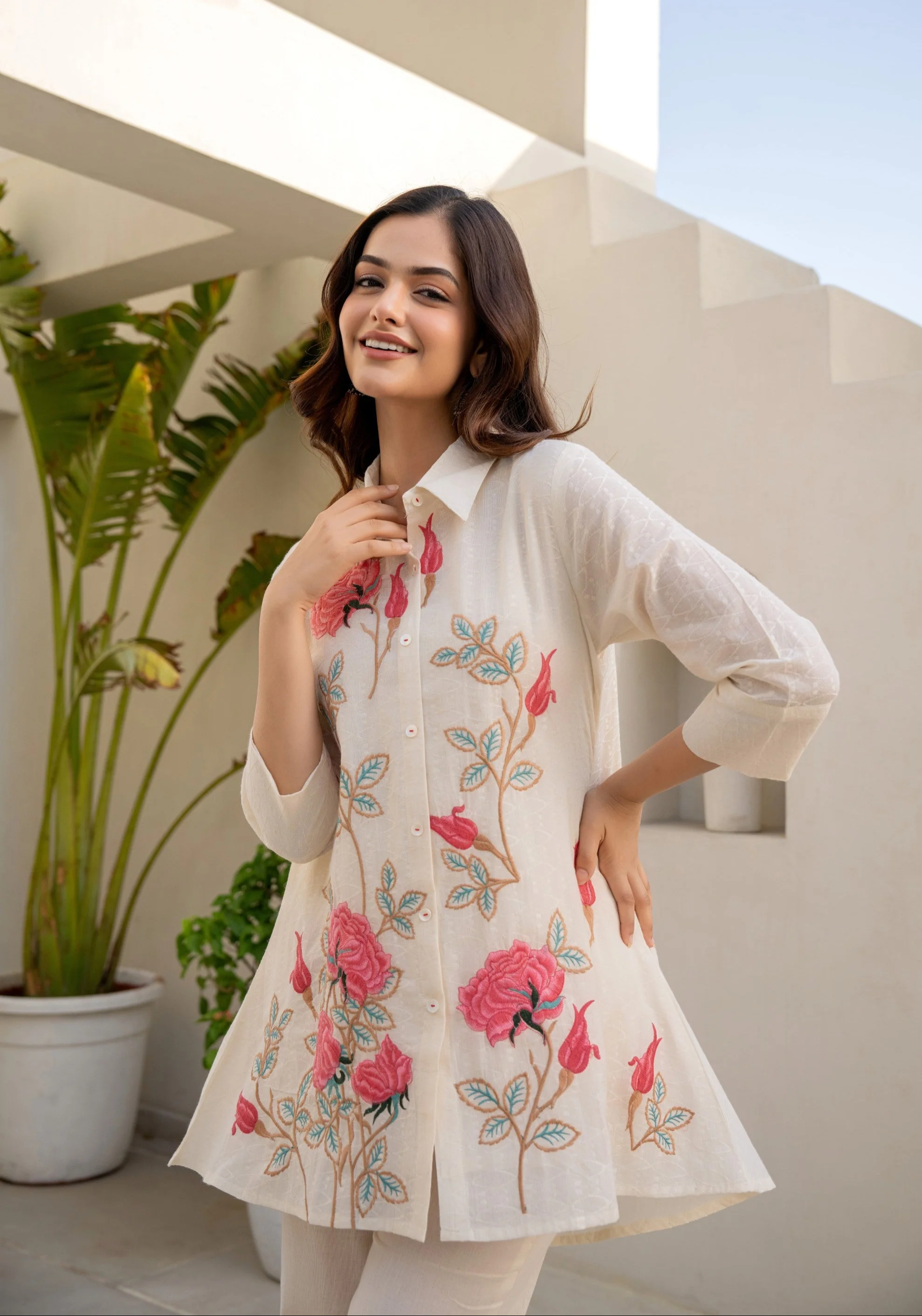 SNEHA BRINK EMBROIDERED COTTON CO-ORD SET - Image 2