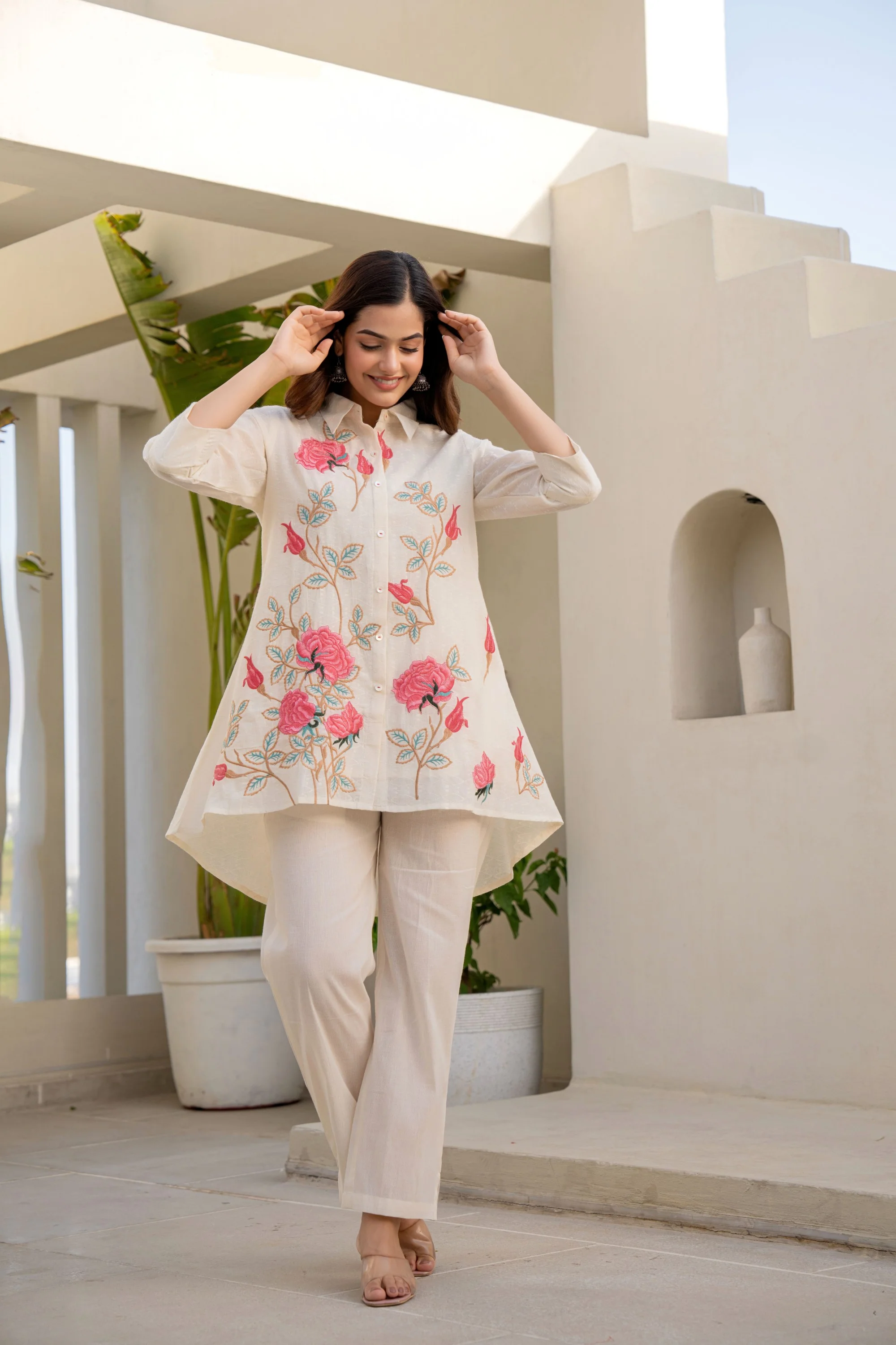 SNEHA BRINK EMBROIDERED COTTON CO-ORD SET - Image 3