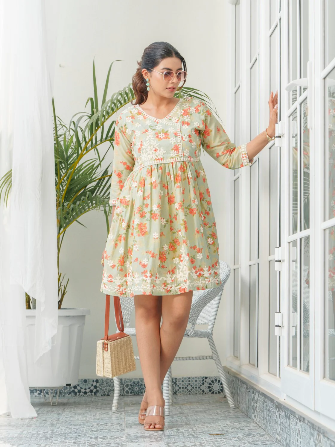 Viha Floral Embroidered Cotton Dress - Image 5