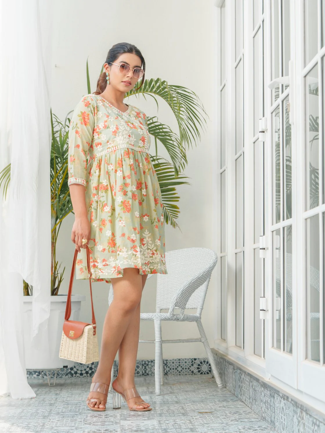 Viha Floral Embroidered Cotton Dress - Image 6