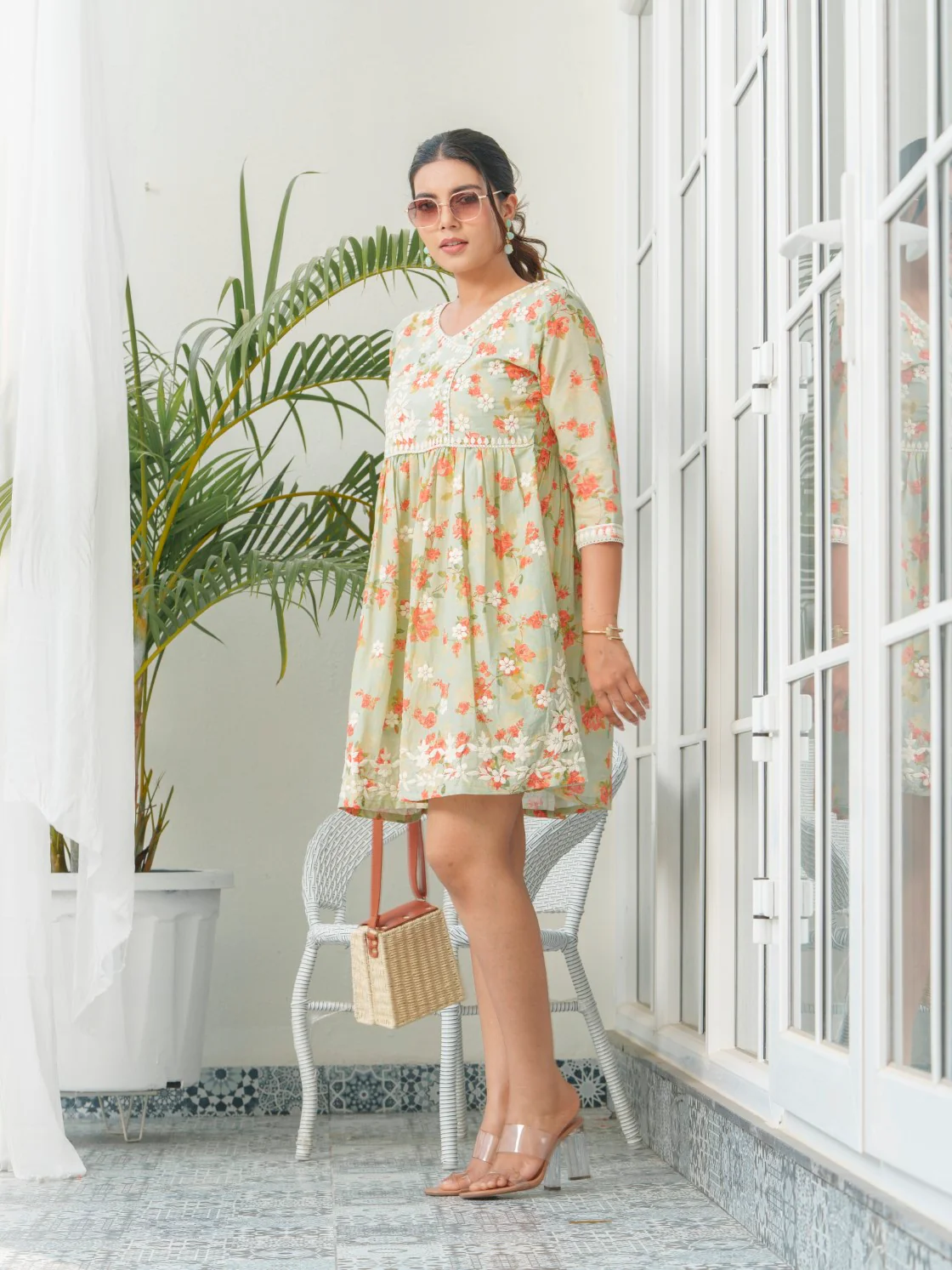 Viha Floral Embroidered Cotton Dress - Image 8