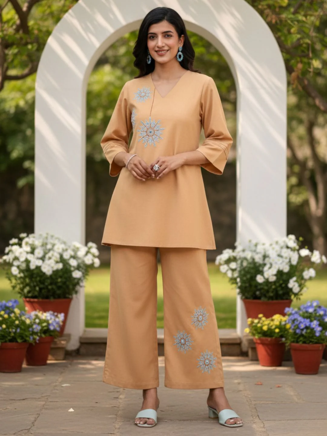 Raftar Tan Embrodiery Co-ord Set - Image 2