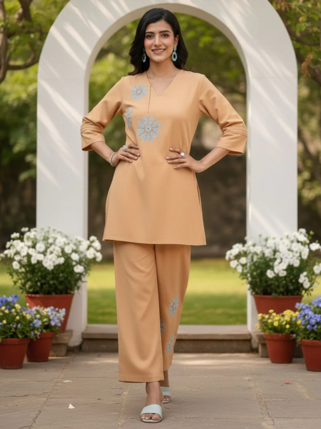 Raftar Tan Embrodiery Co-ord Set - Image 3