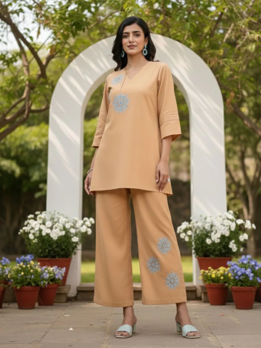 Raftar Tan Embrodiery Co-ord Set - Image 4