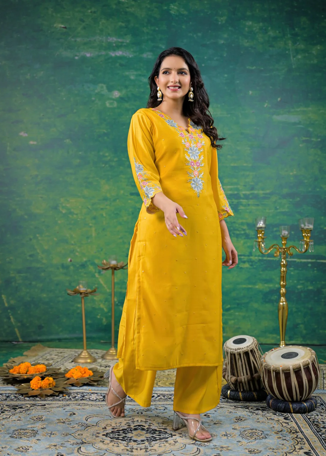 Ivy Amber Embroidered Kurta Pant Set - Image 6