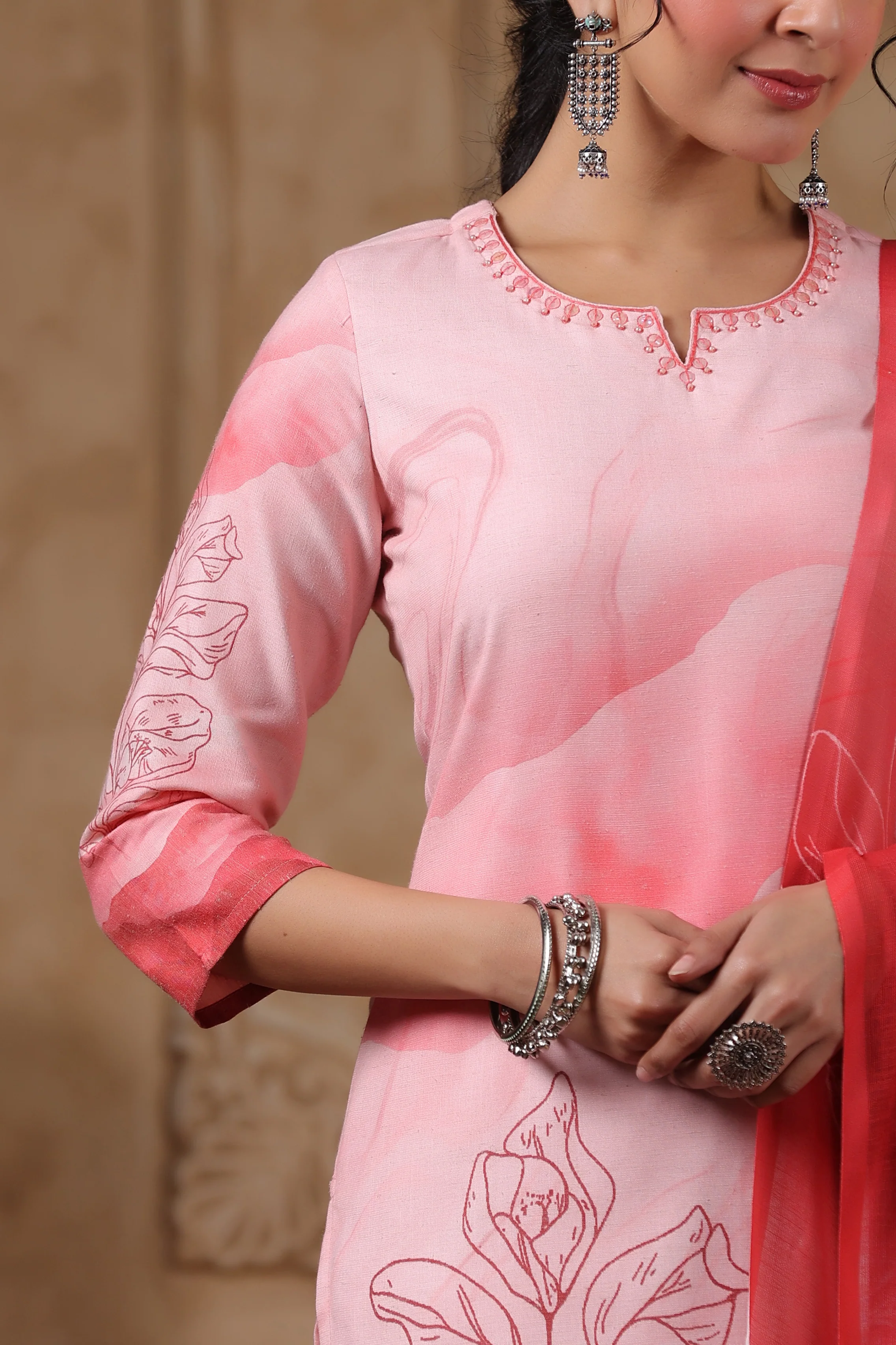 SAKSHI SCARLET PURE COTTON Linen SUIT SET - Image 10