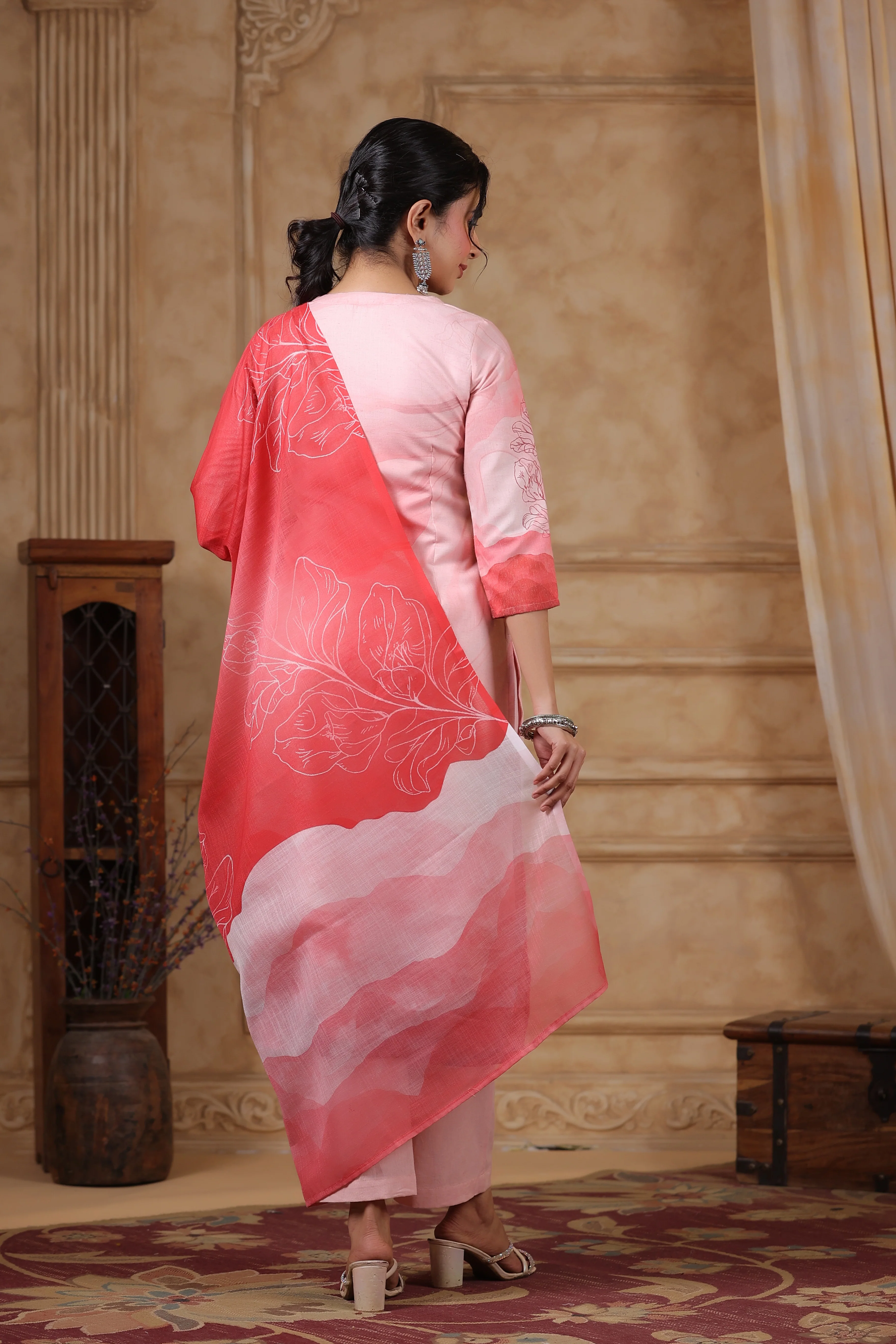 SAKSHI SCARLET PURE COTTON Linen SUIT SET - Image 3