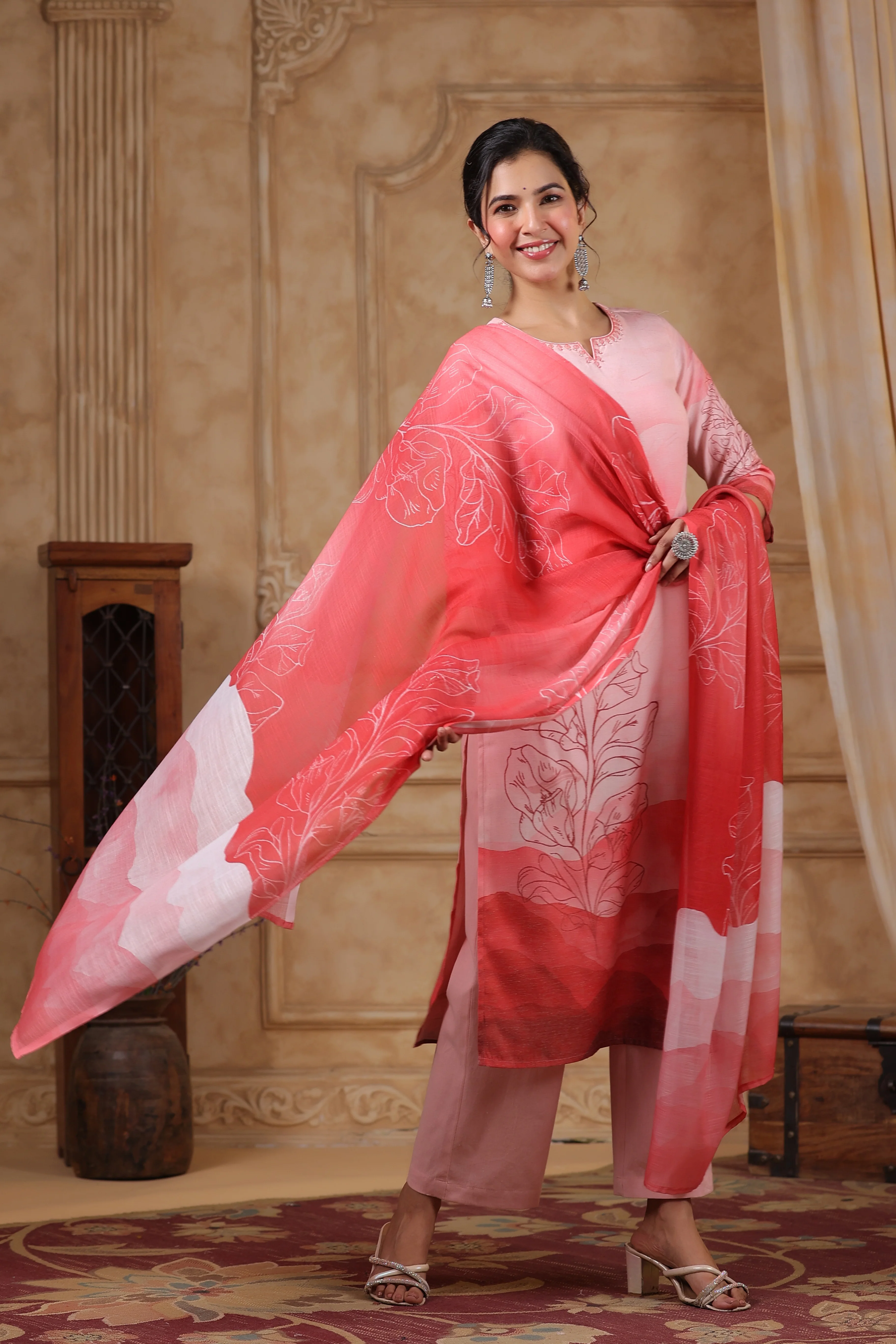 SAKSHI SCARLET PURE COTTON Linen SUIT SET - Image 6