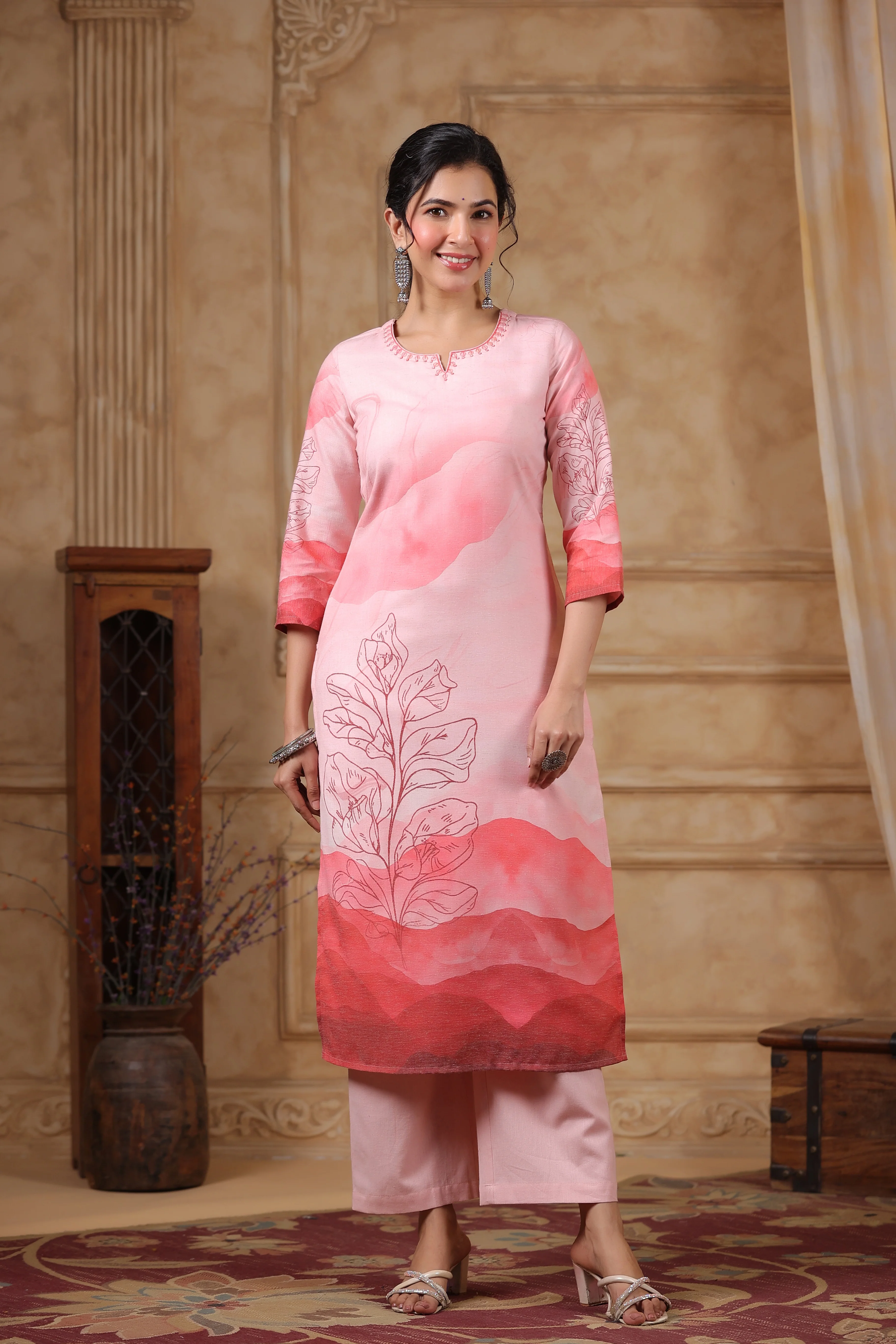 SAKSHI SCARLET PURE COTTON Linen SUIT SET - Image 7