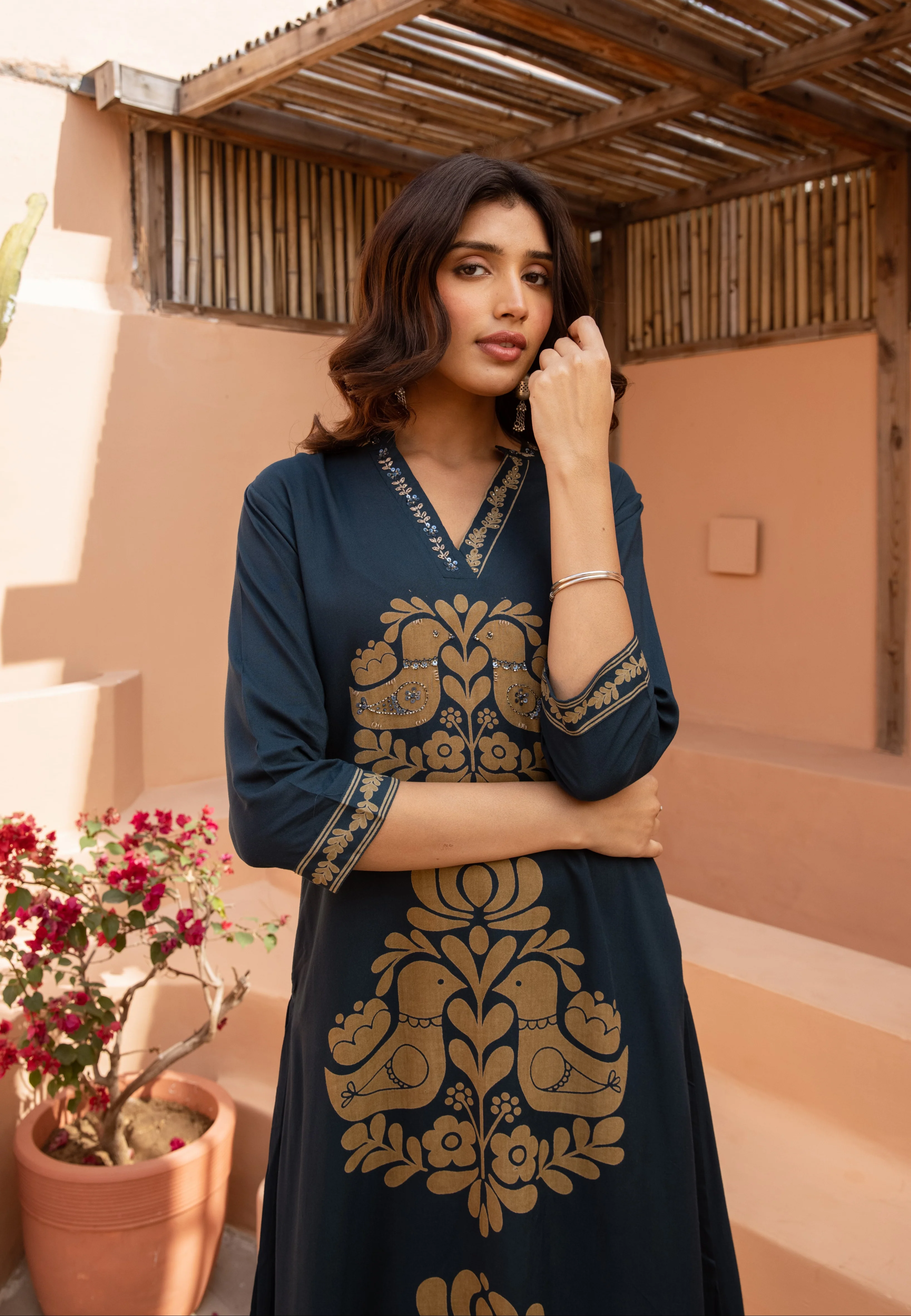 Bakul hibis Printed Kurta pant set - Image 2