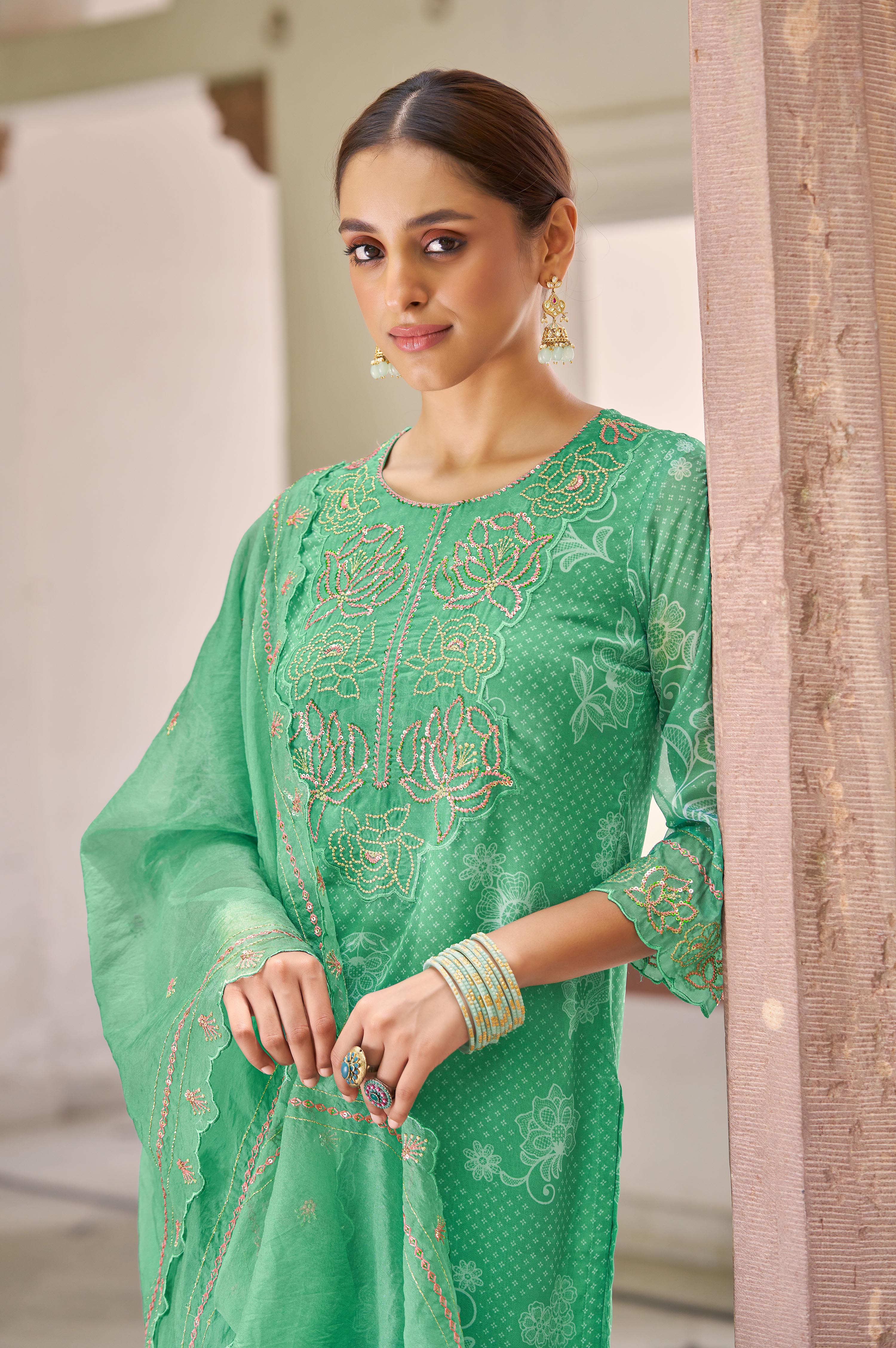 Nisha Fern Printed Work Suit Set - Image 2