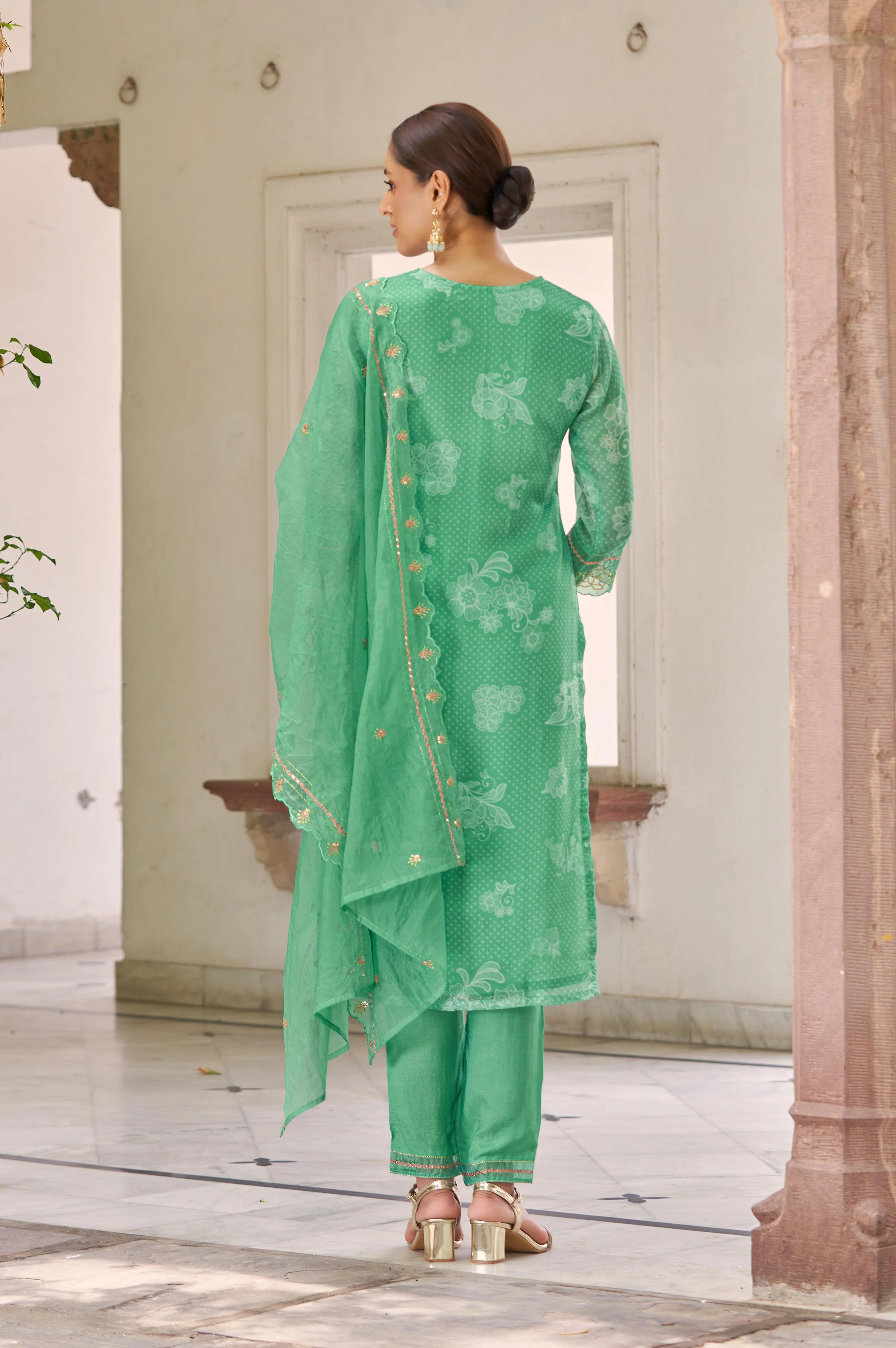 Nisha Fern Printed Work Suit Set - Image 3