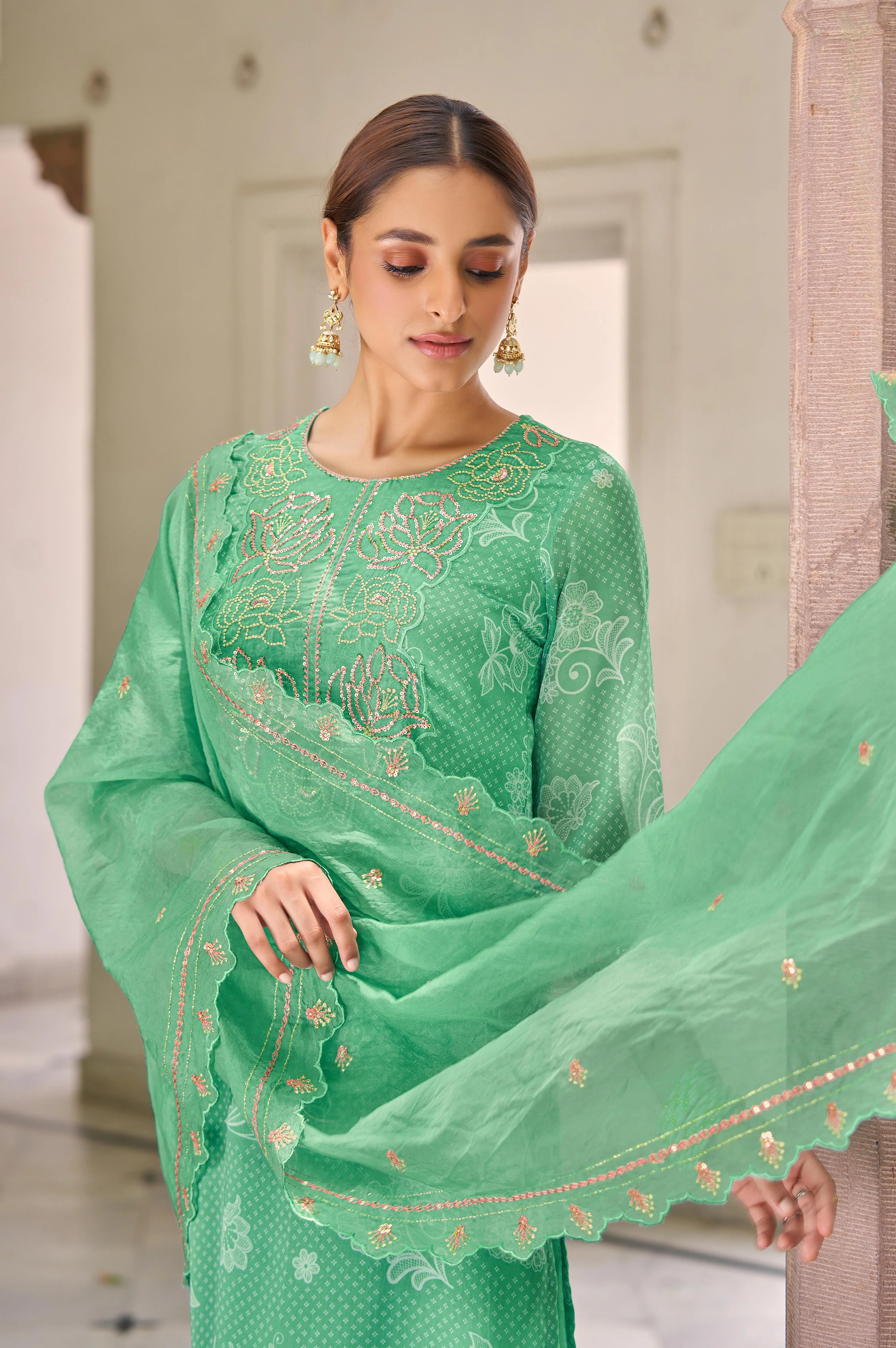 Nisha Fern Printed Work Suit Set - Image 4