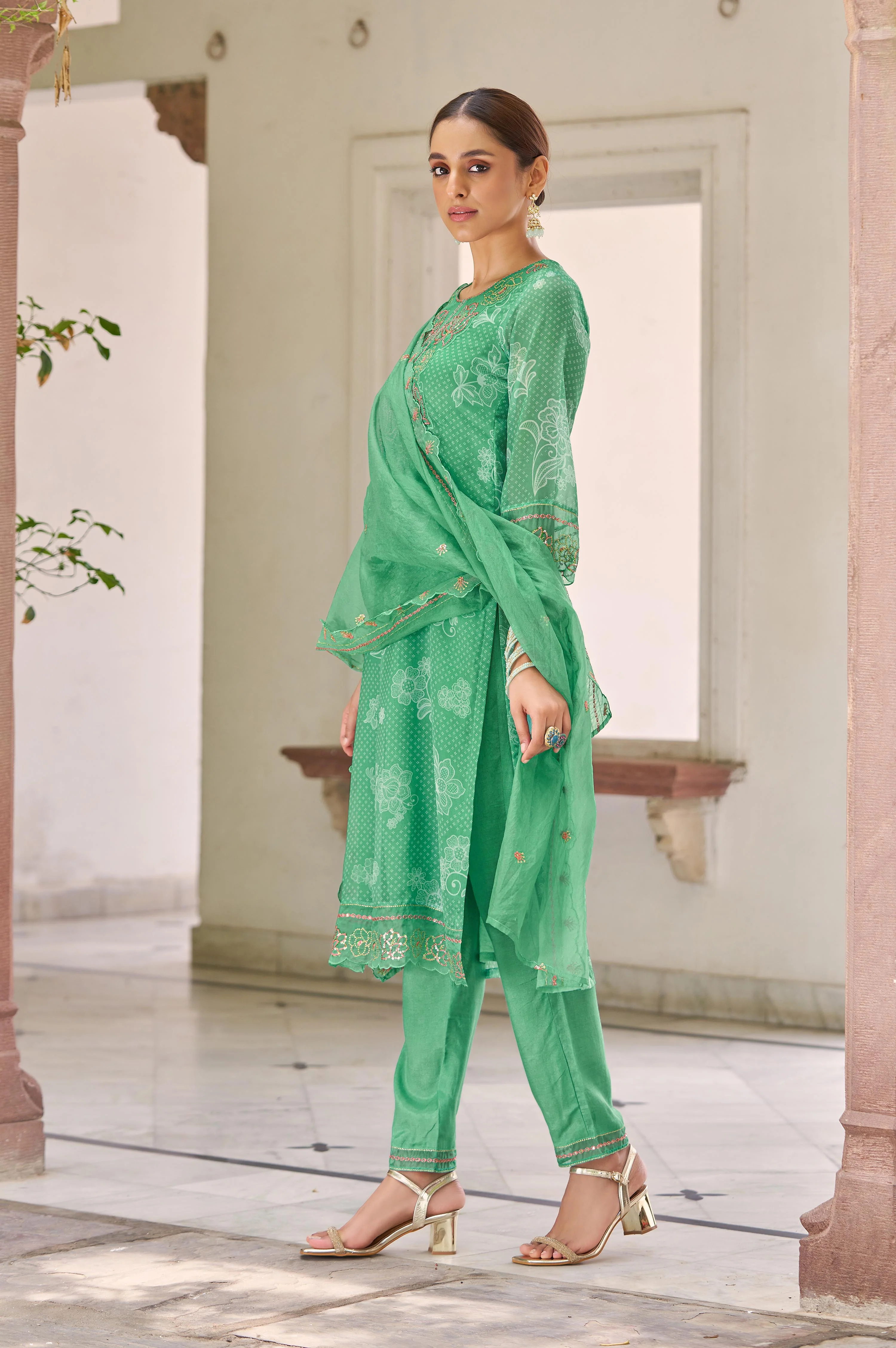 Nisha Fern Printed Work Suit Set - Image 6