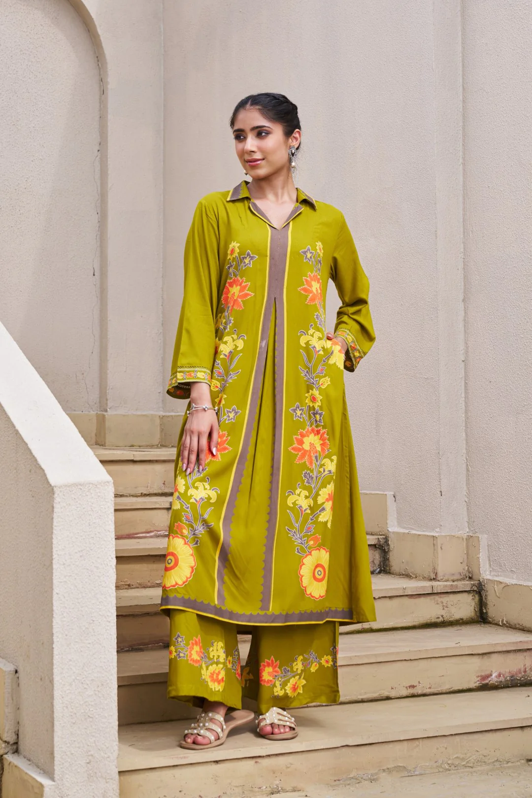 Sonpal sage printed kurta pant set - Image 10