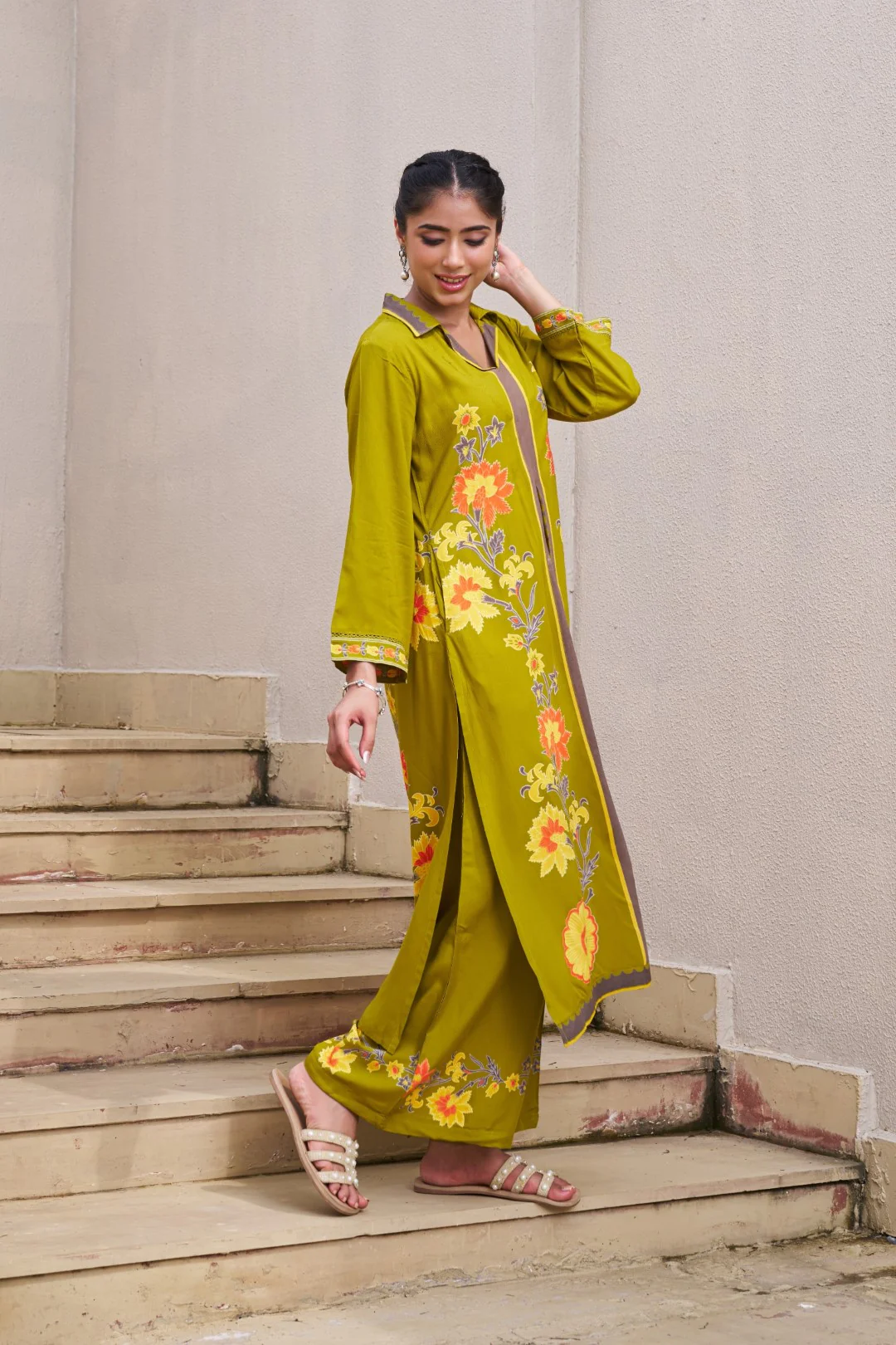 Sonpal sage printed kurta pant set - Image 11