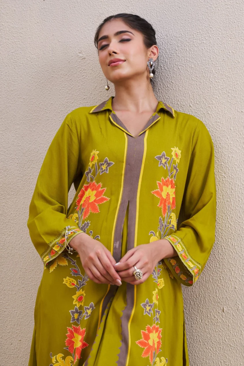 Sonpal sage printed kurta pant set - Image 9