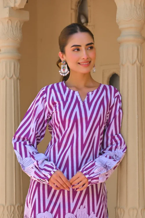 Swarnali Orchid Cotton Coord set - Image 2