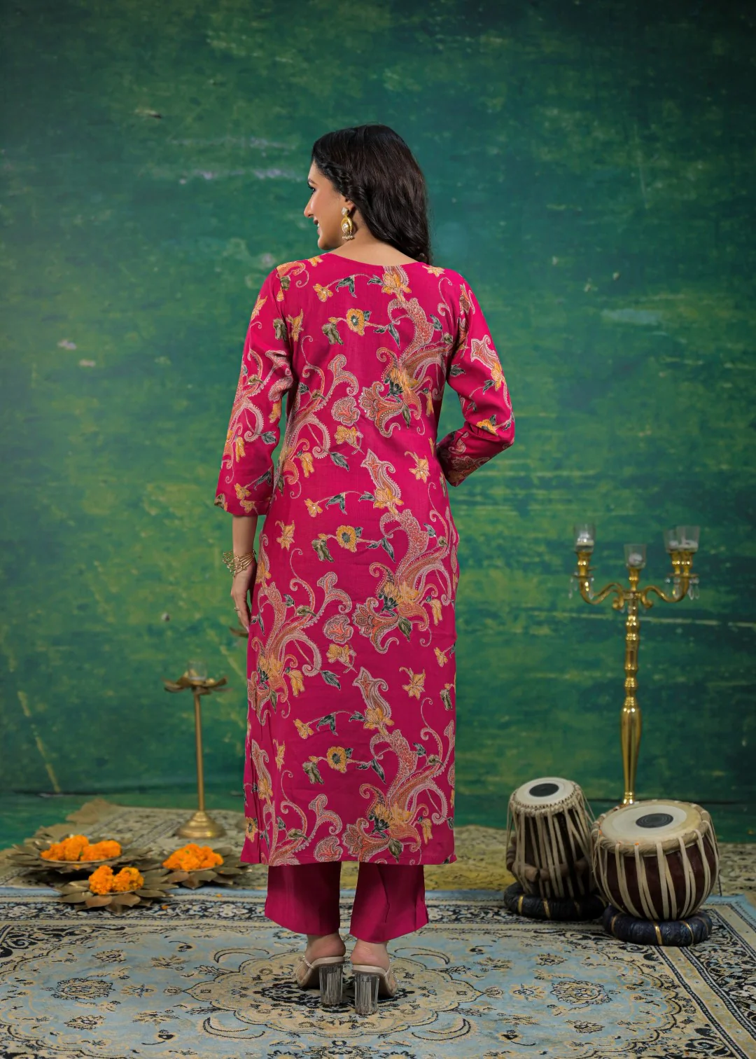 Shanti Cherry Printed Work Suit Set - Image 3