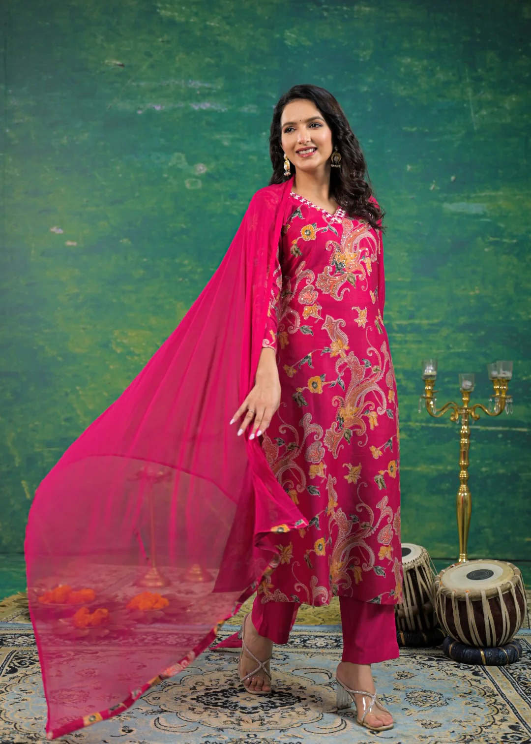 Shanti Cherry Printed Work Suit Set - Image 6