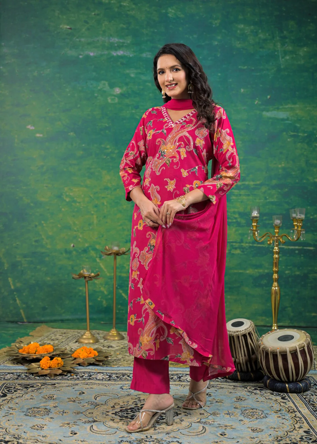 Shanti Cherry Printed Work Suit Set - Image 7