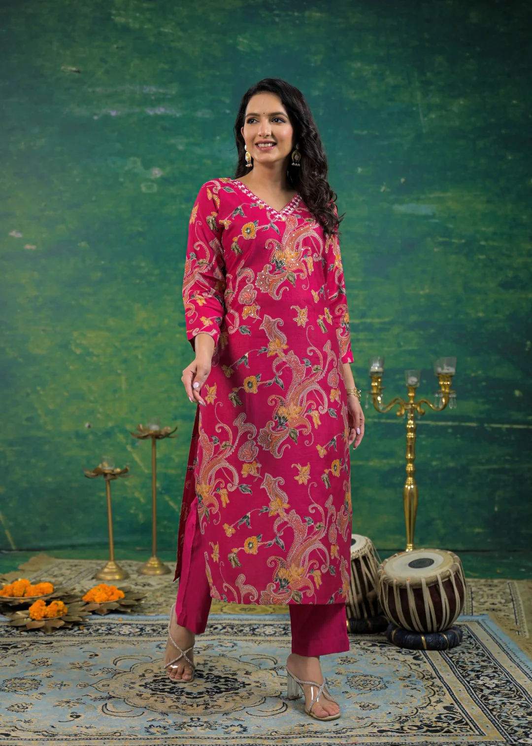 Shanti Cherry Printed Work Suit Set - Image 9