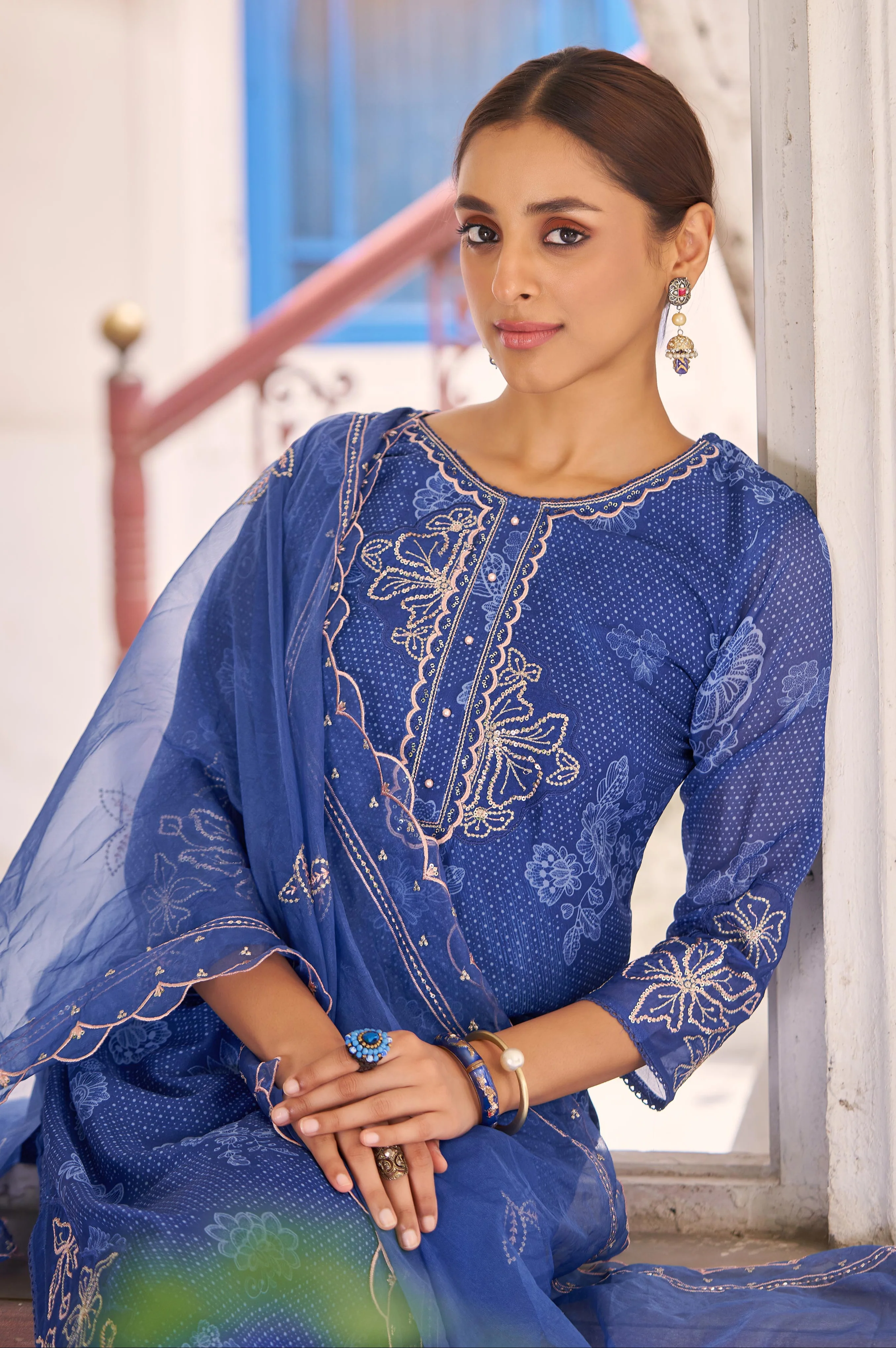 Nisha Indi Printed Work Suit Set - Image 2