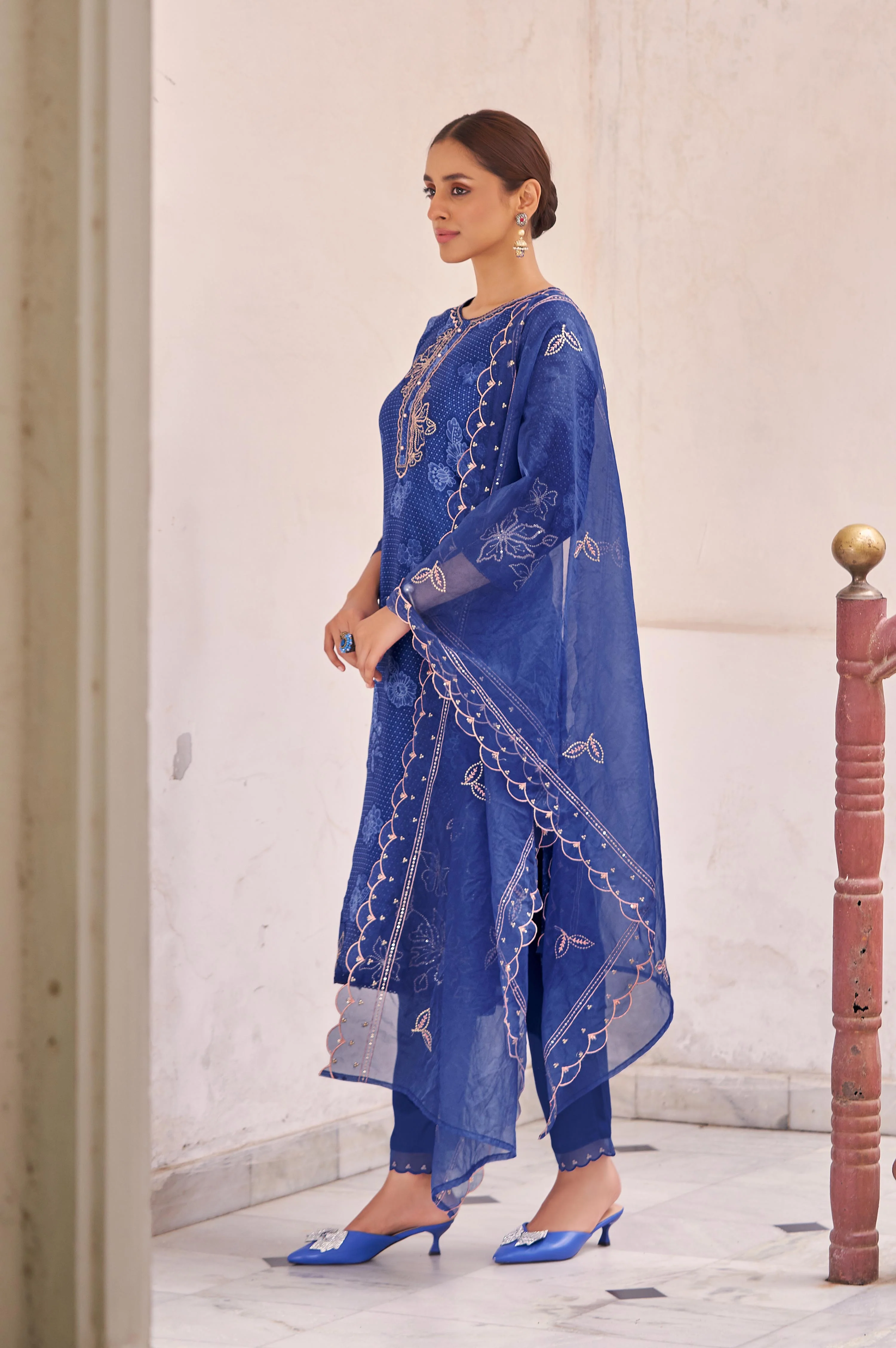 Nisha Indi Printed Work Suit Set - Image 4