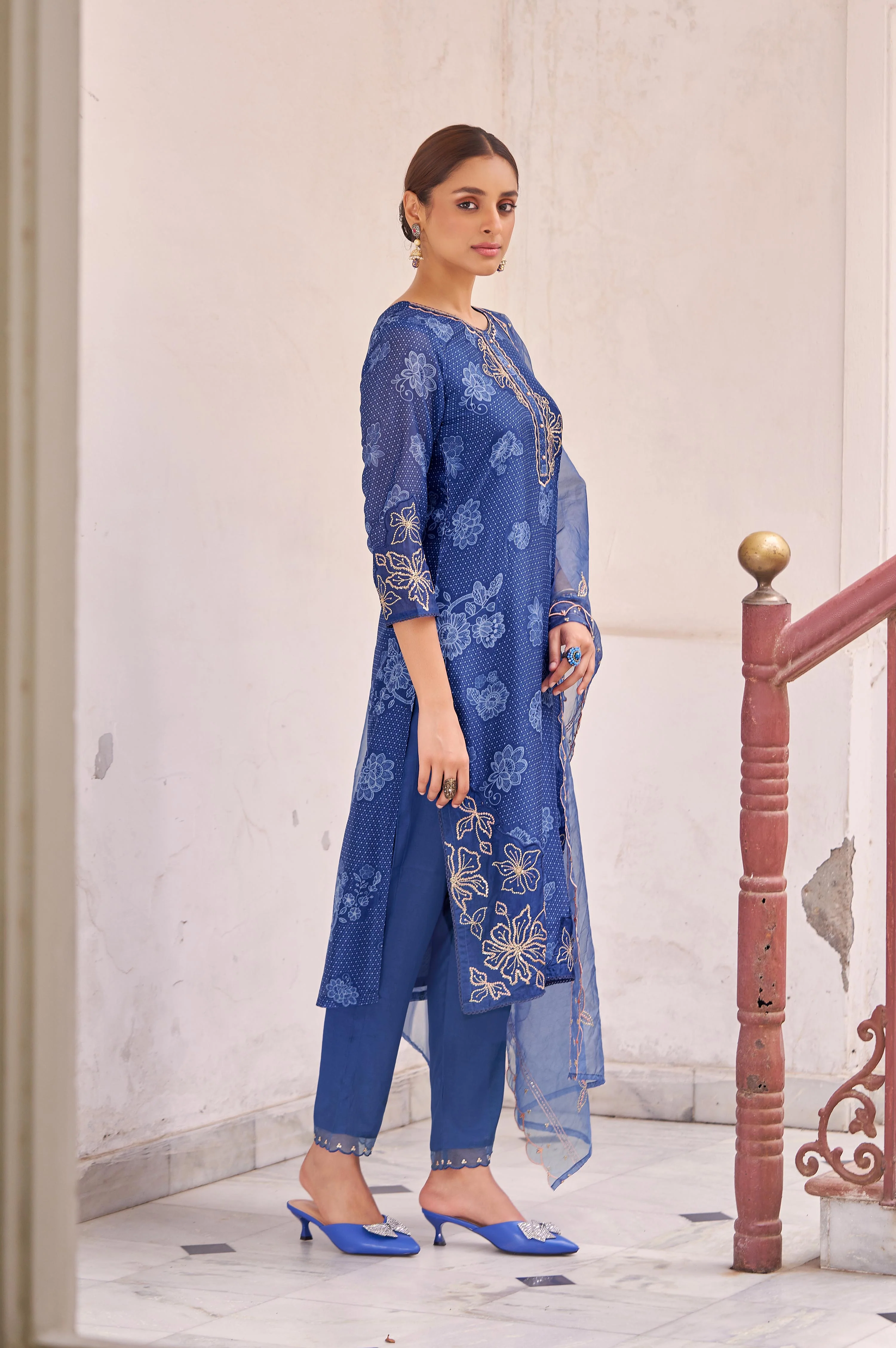 Nisha Indi Printed Work Suit Set - Image 5