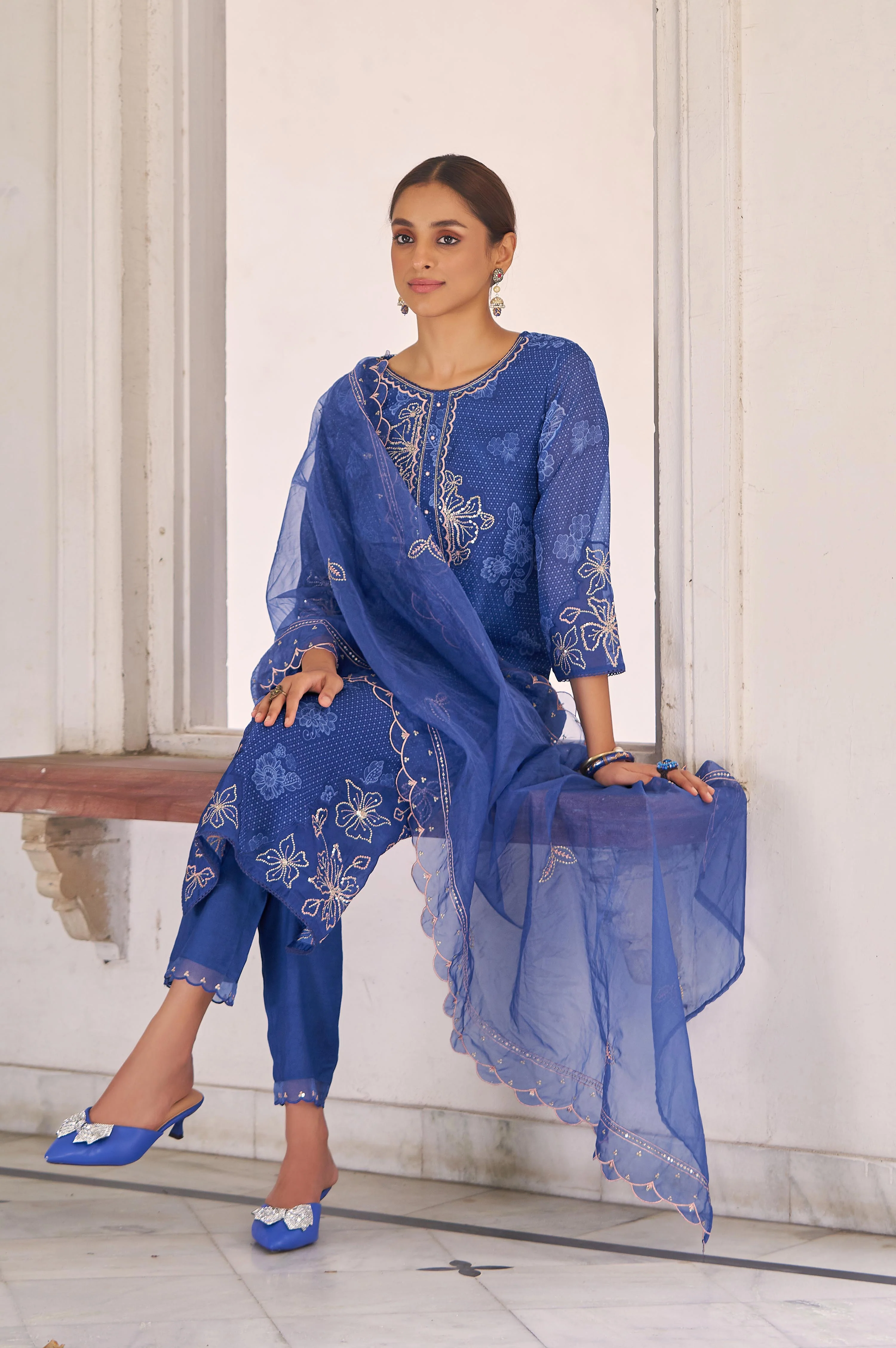 Nisha Indi Printed Work Suit Set - Image 6