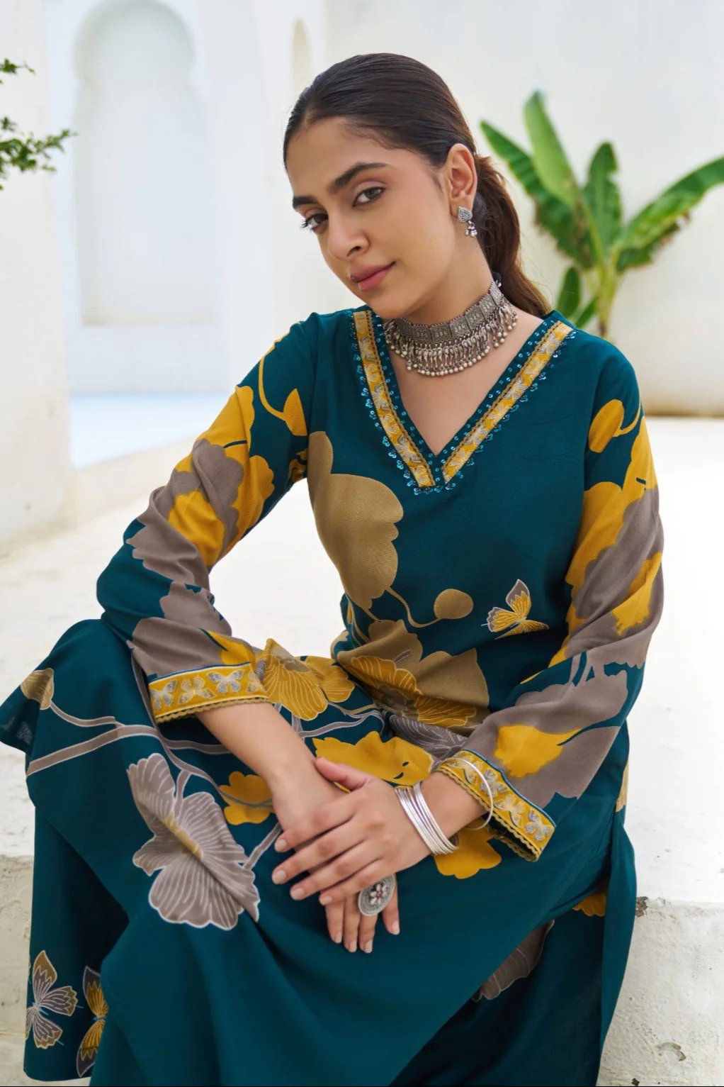 Sonpal cobalt printed kurta pant set - Image 2