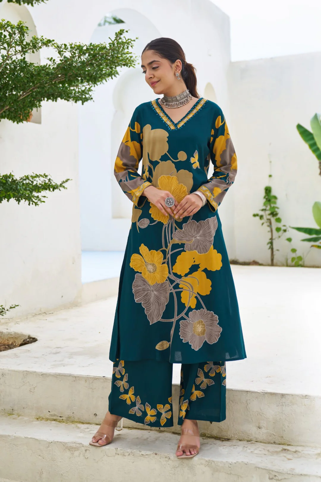 Sonpal cobalt printed kurta pant set - Image 4