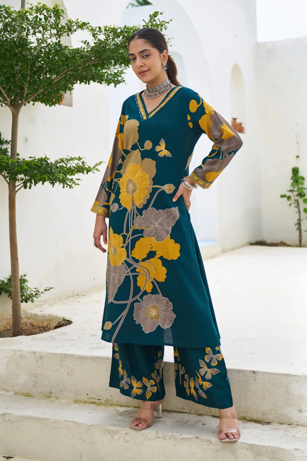 Sonpal cobalt printed kurta pant set - Image 5