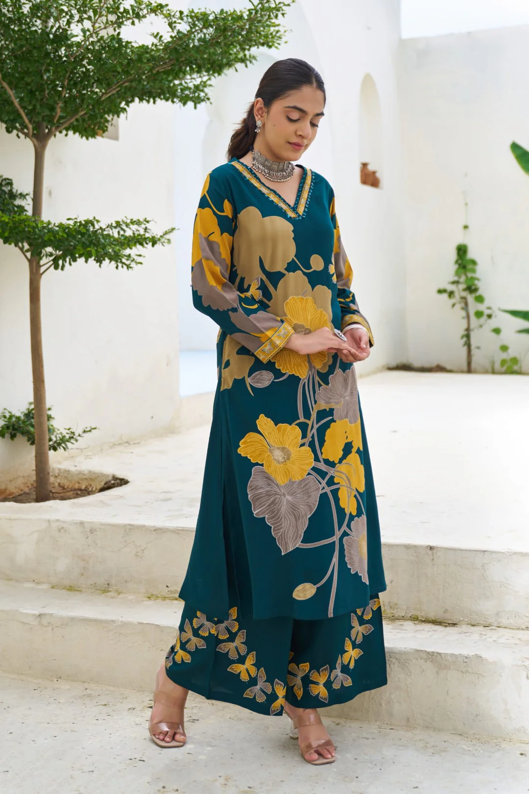 Sonpal cobalt printed kurta pant set - Image 6