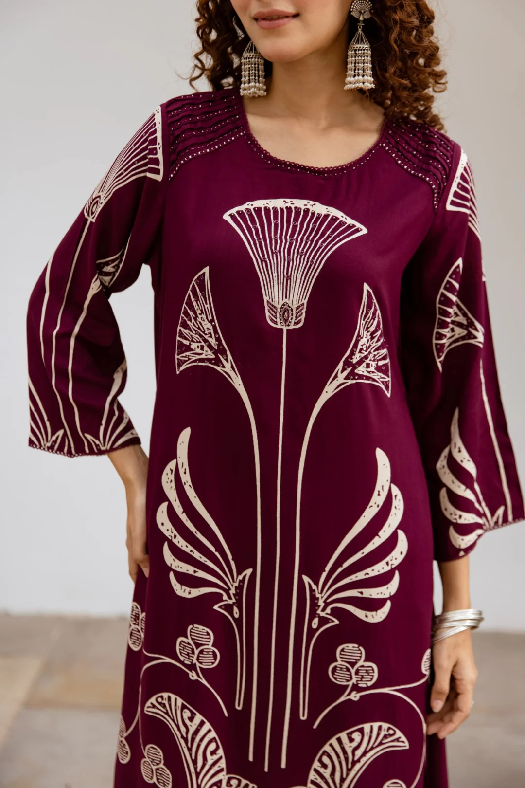 Sonpal Raspberry Printed Kurta pant set - Image 5