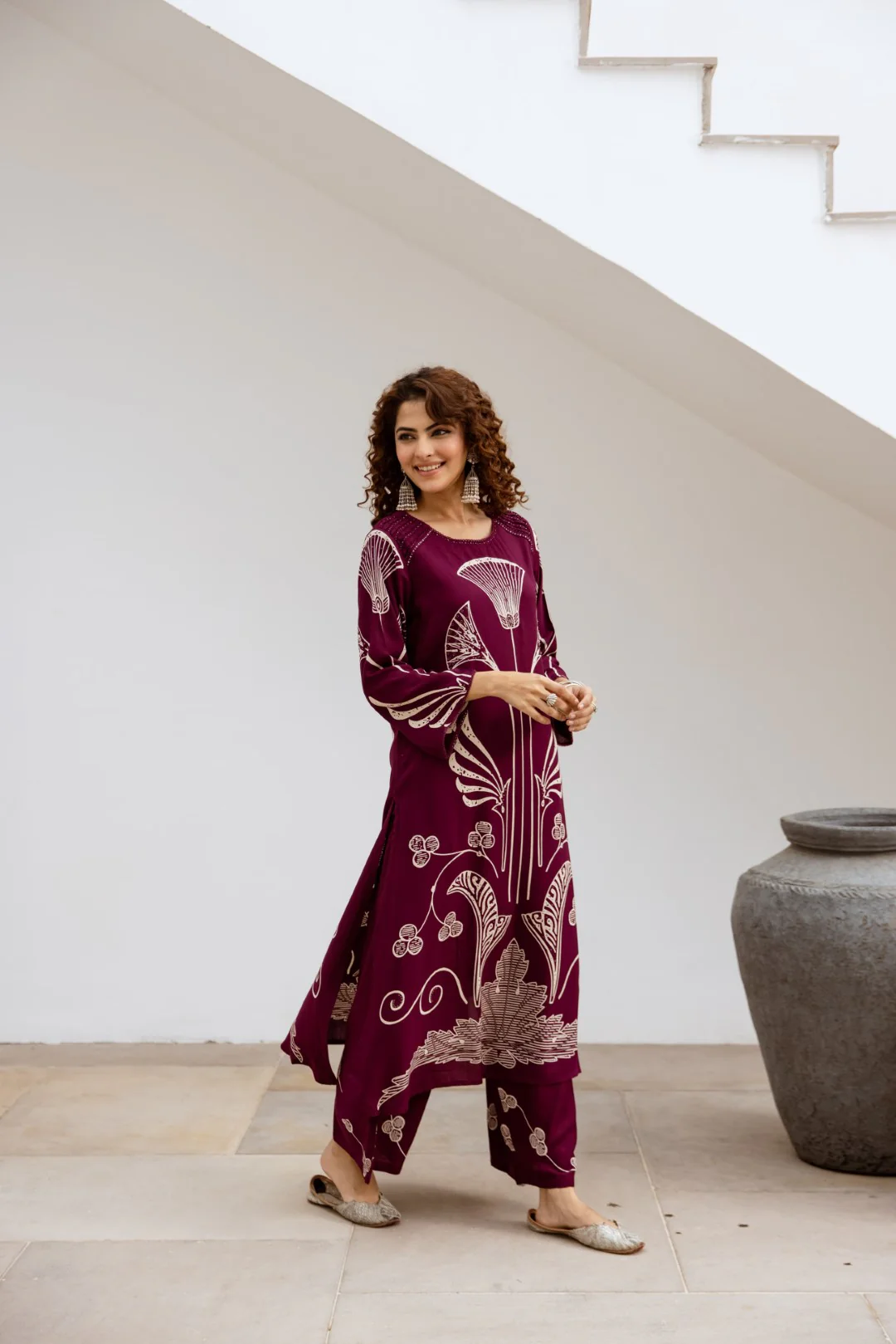 Sonpal Raspberry Printed Kurta pant set - Image 6