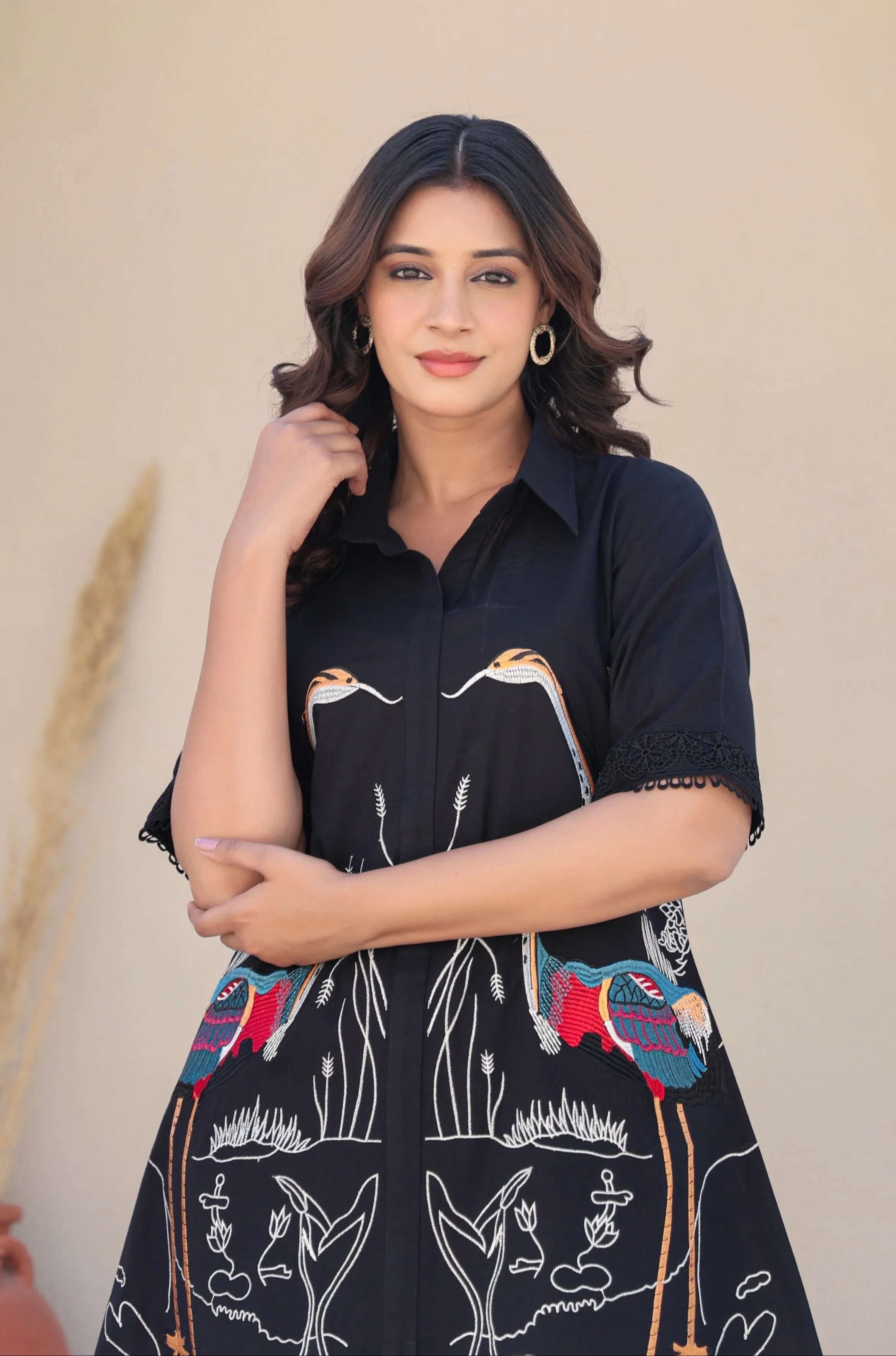 Bodhi Ebony Embroidered Cotton Co-ord Set - Image 2