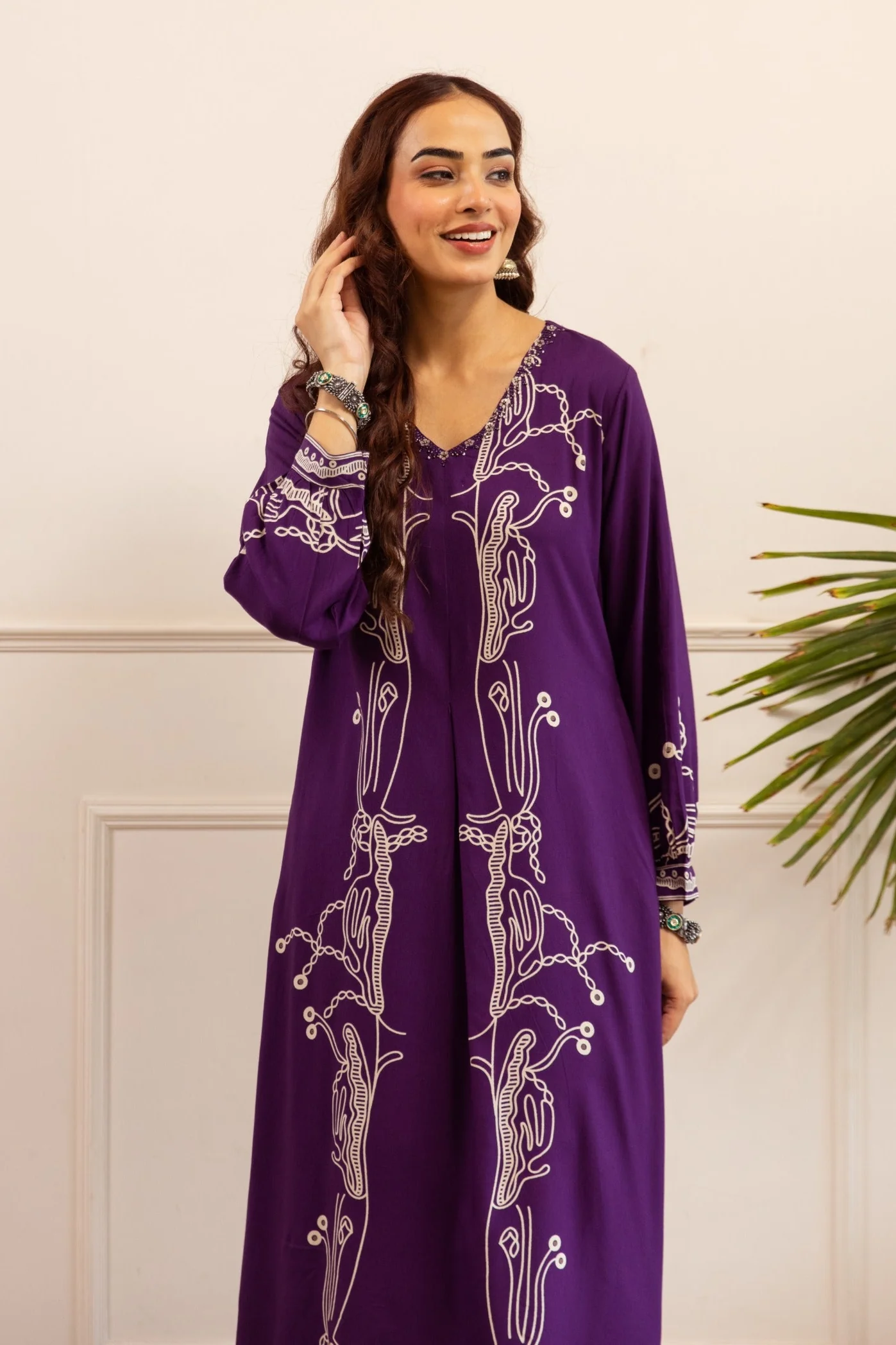 Kabool Periwinkle Printed Kurta pant set - Image 2