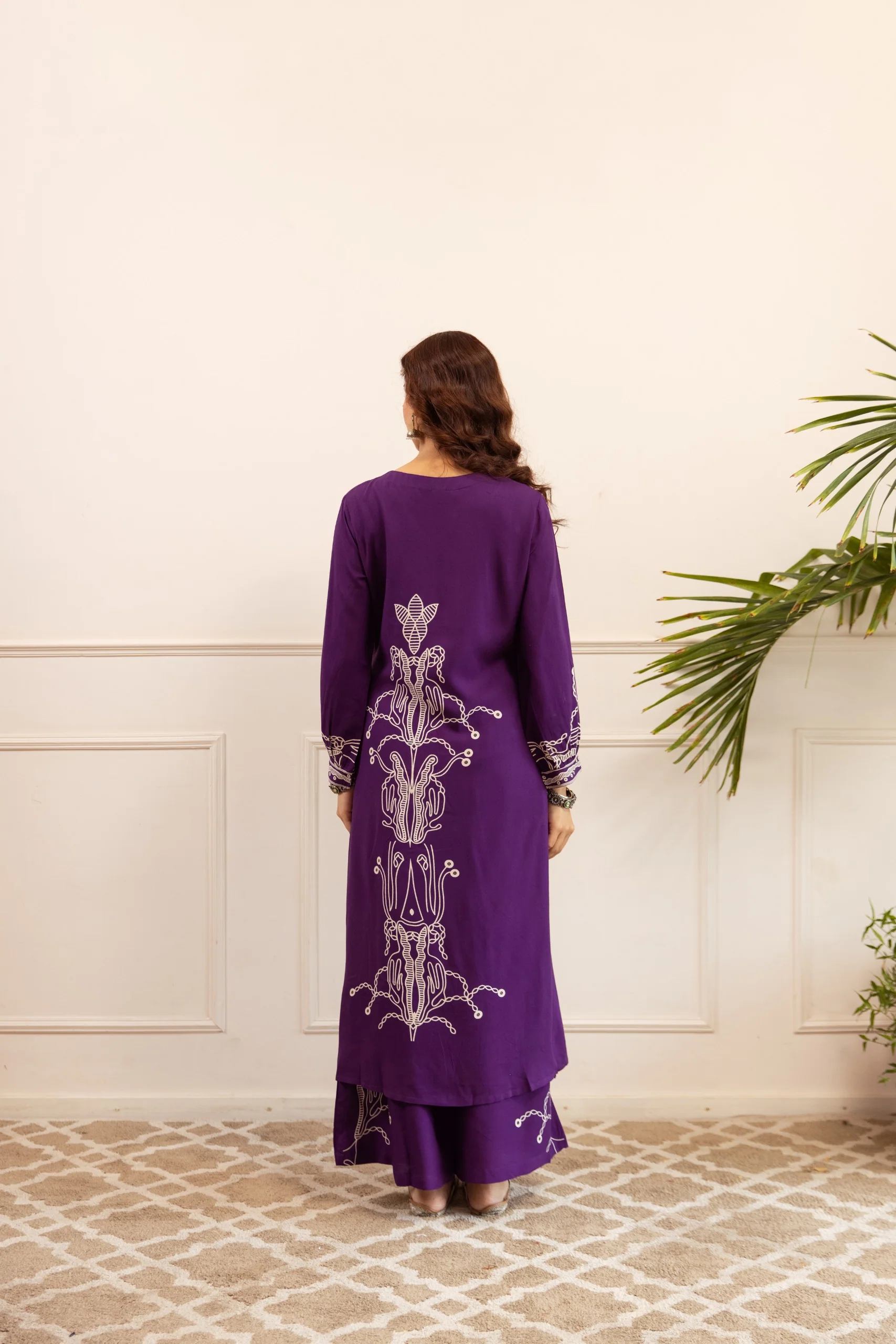 Kabool Periwinkle Printed Kurta pant set - Image 3
