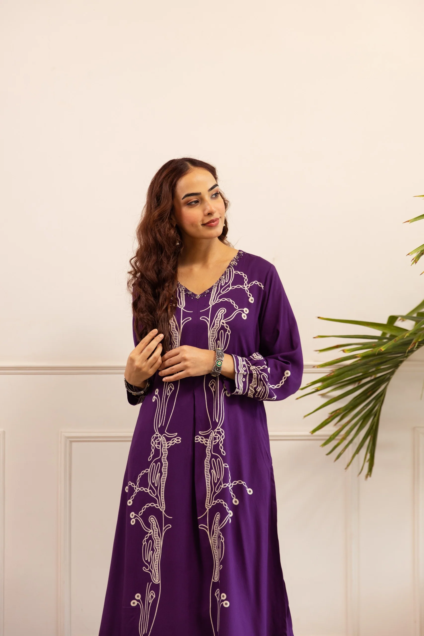 Kabool Periwinkle Printed Kurta pant set - Image 4