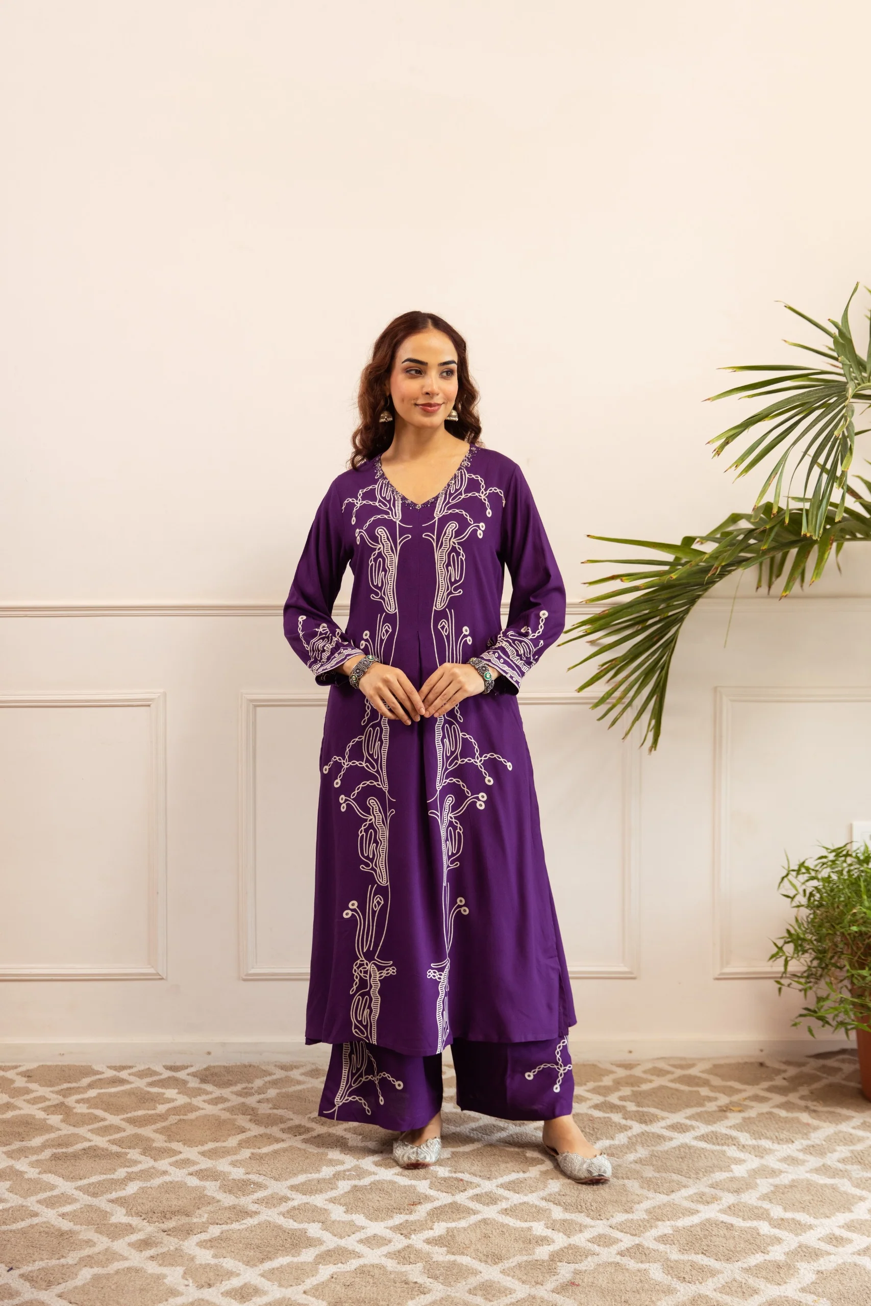 Kabool Periwinkle Printed Kurta pant set - Image 5
