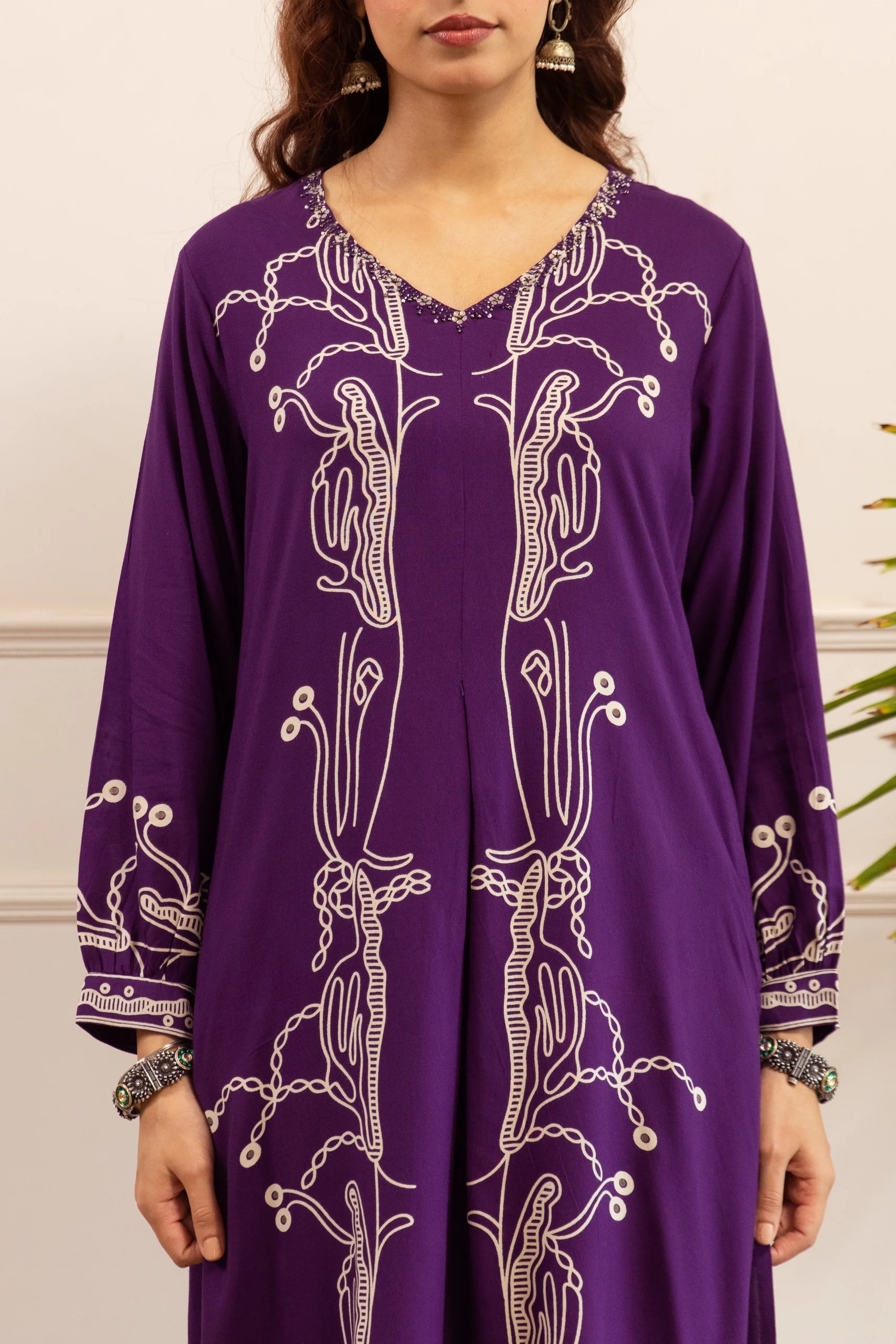 Kabool Periwinkle Printed Kurta pant set - Image 6