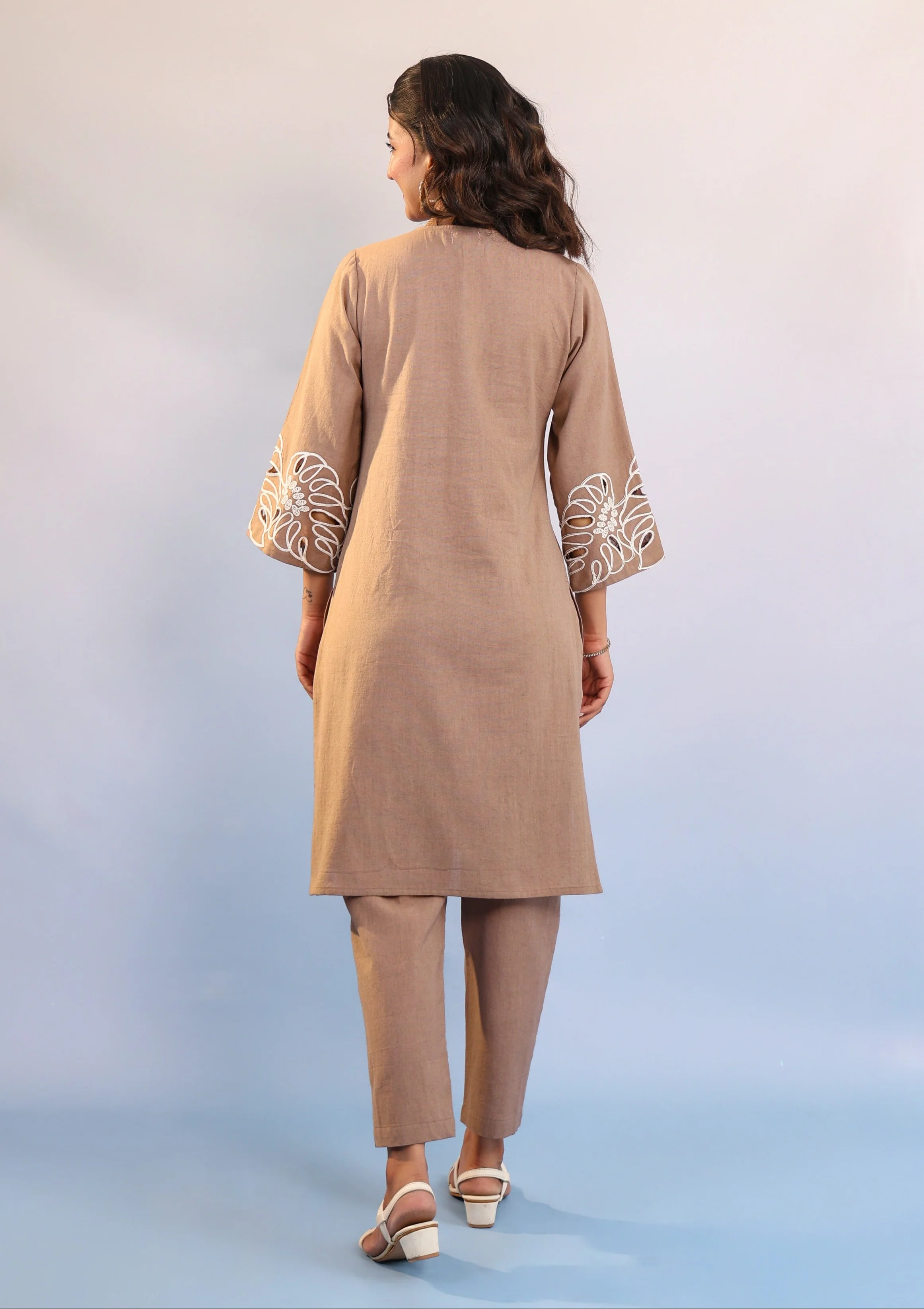 Purna Coffee Cotton Kurta Pant set - Image 3