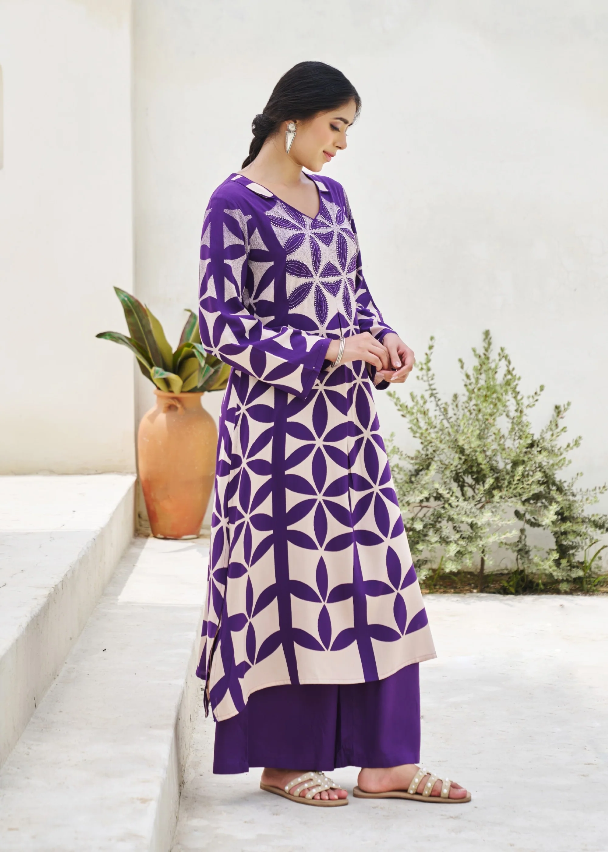 Kabool Thistle Printed Kurta pant set - Image 4