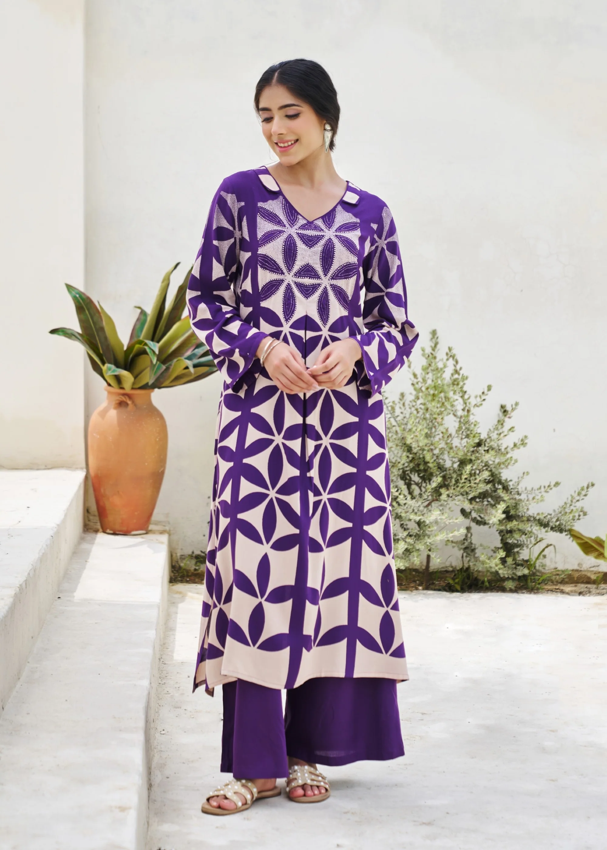 Kabool Thistle Printed Kurta pant set - Image 5